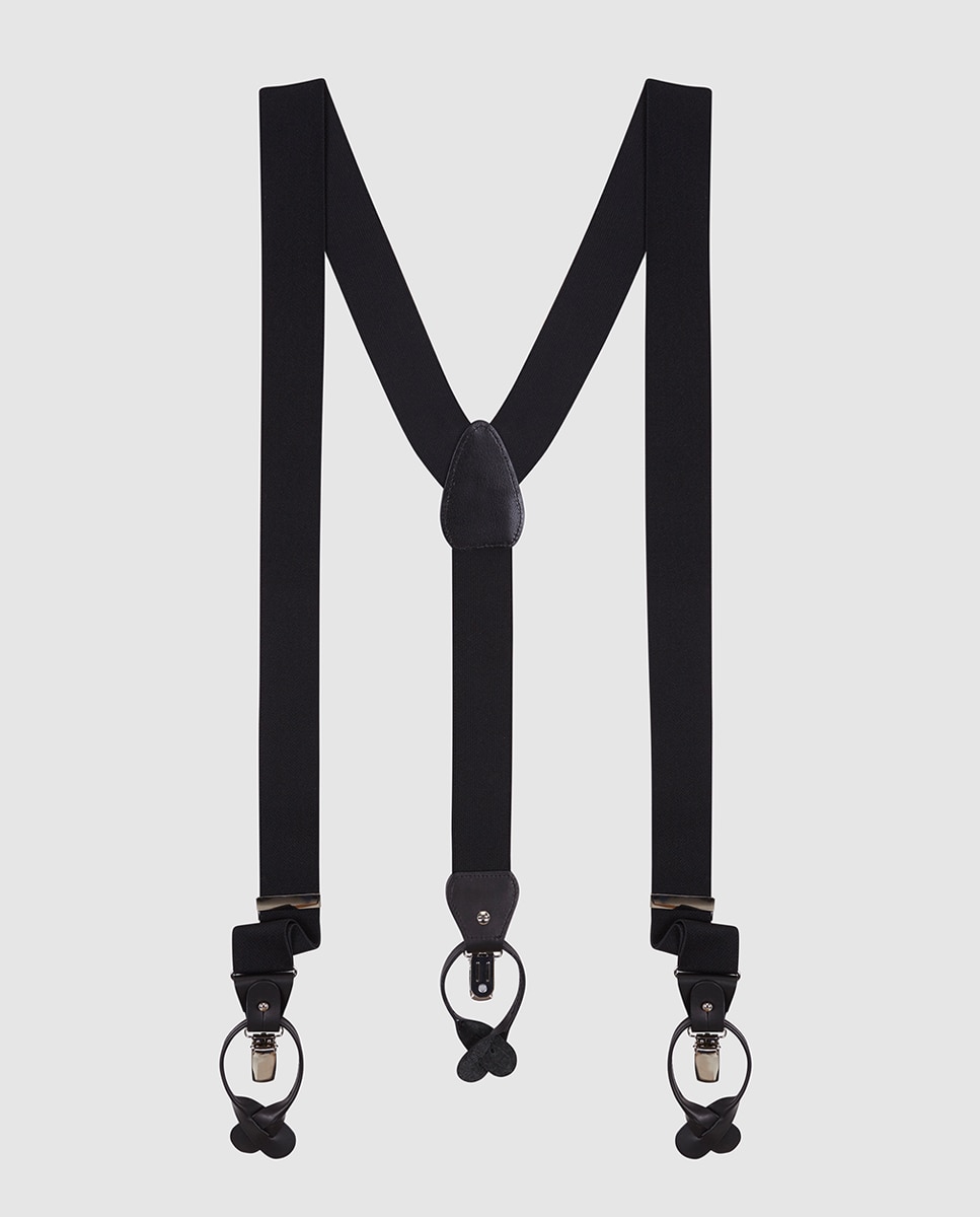 Suspensórios elásticos lisos em preto Preto-1