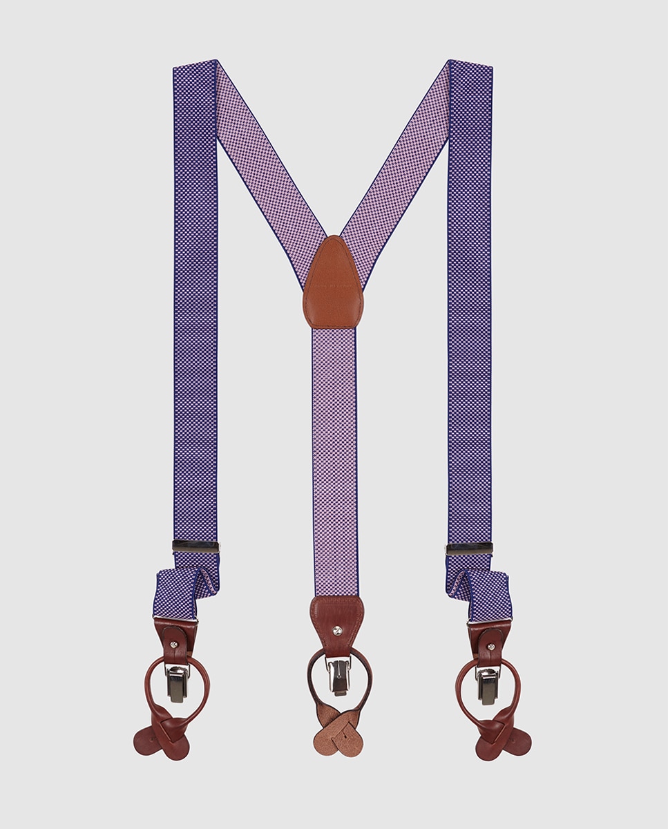 Suspensórios elásticos com microestampado de fantasia em azul e rosa Multicolor-1