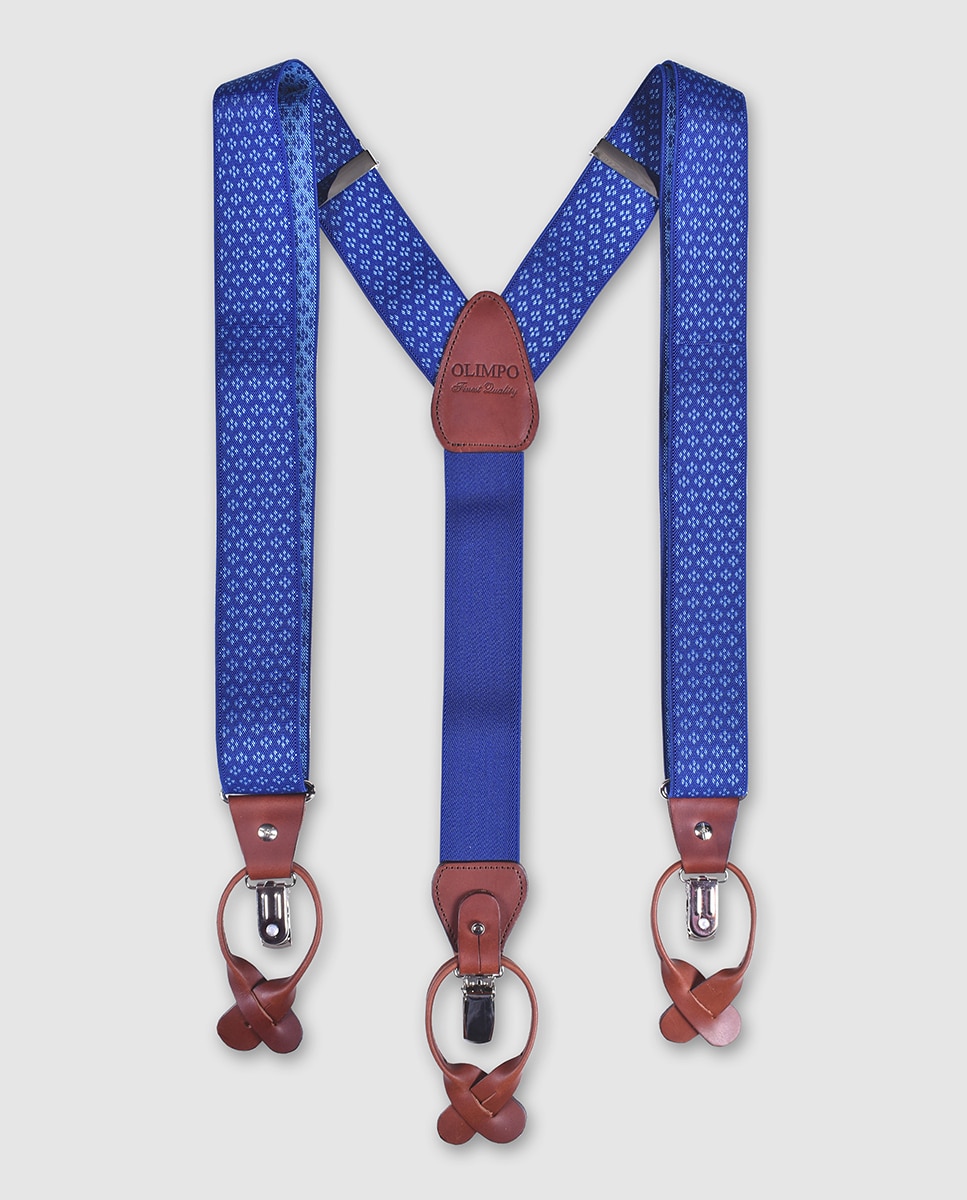 Suspensórios Olimpo elásticos azul índigo com estampado de fantasia Multicolor-1