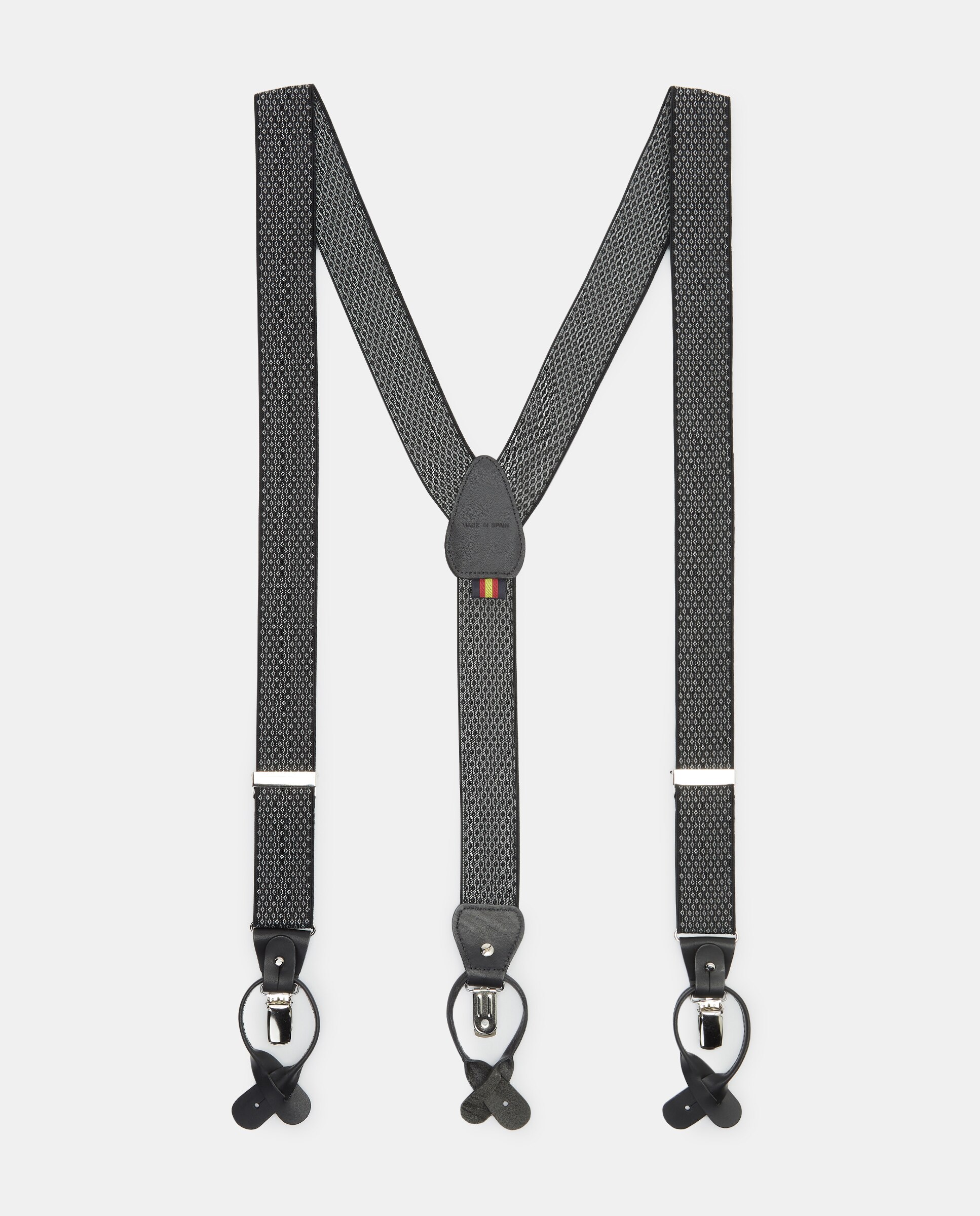 Suspensórios pretos com estampado às bolinhas Preto-2