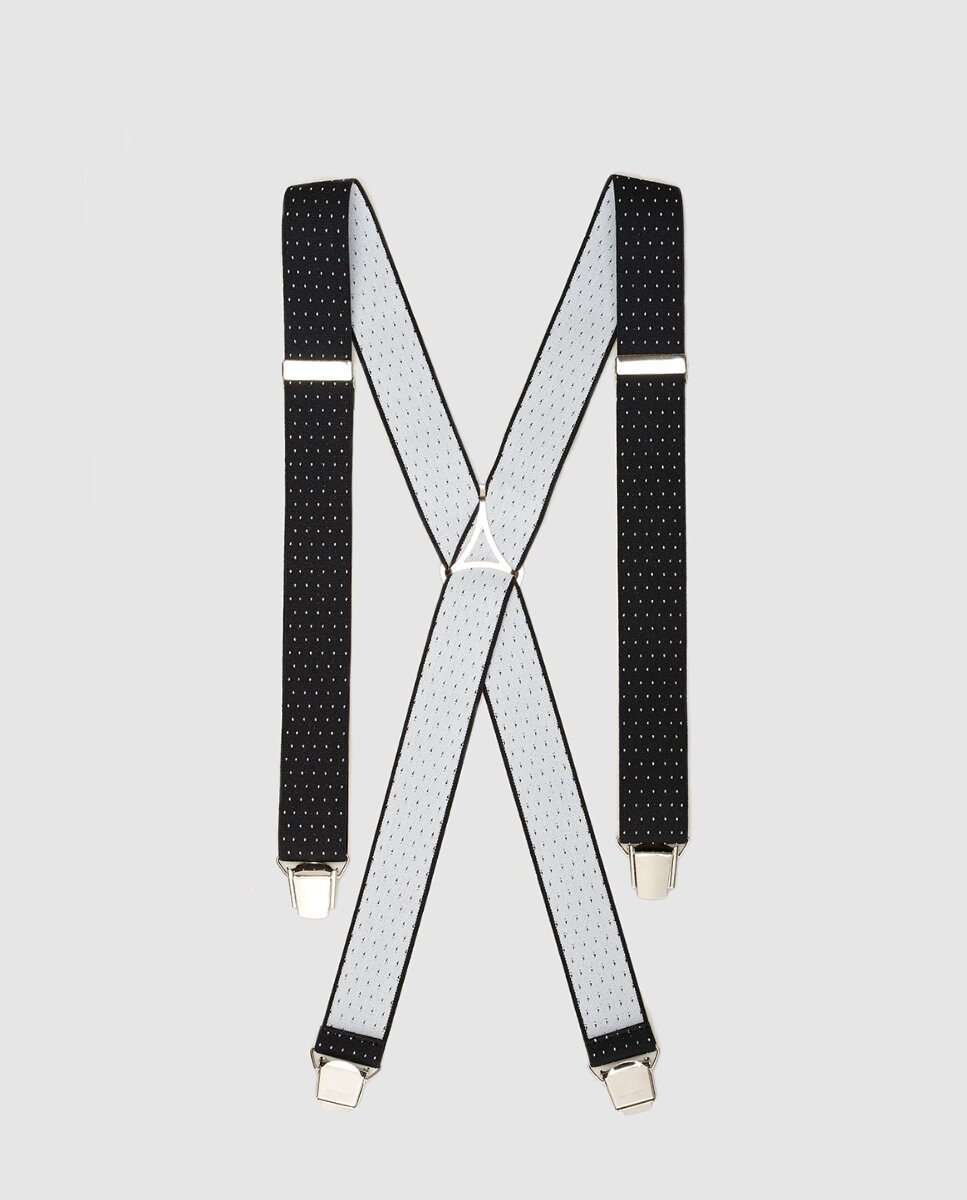 Suspensórios cinzentos com estampado em contraste. Produto fabricado em Espanha Preto-1