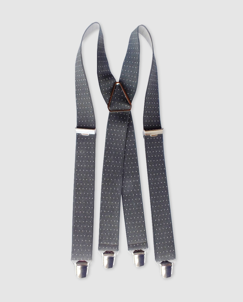 Suspensórios cinzentos com estampado em contraste. Produto fabricado em Espanha Cinzento-1