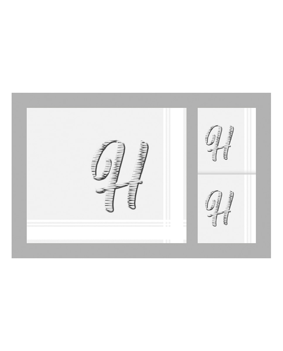 Estojo de 3 Lenços com Inicial e em Algodão H-1