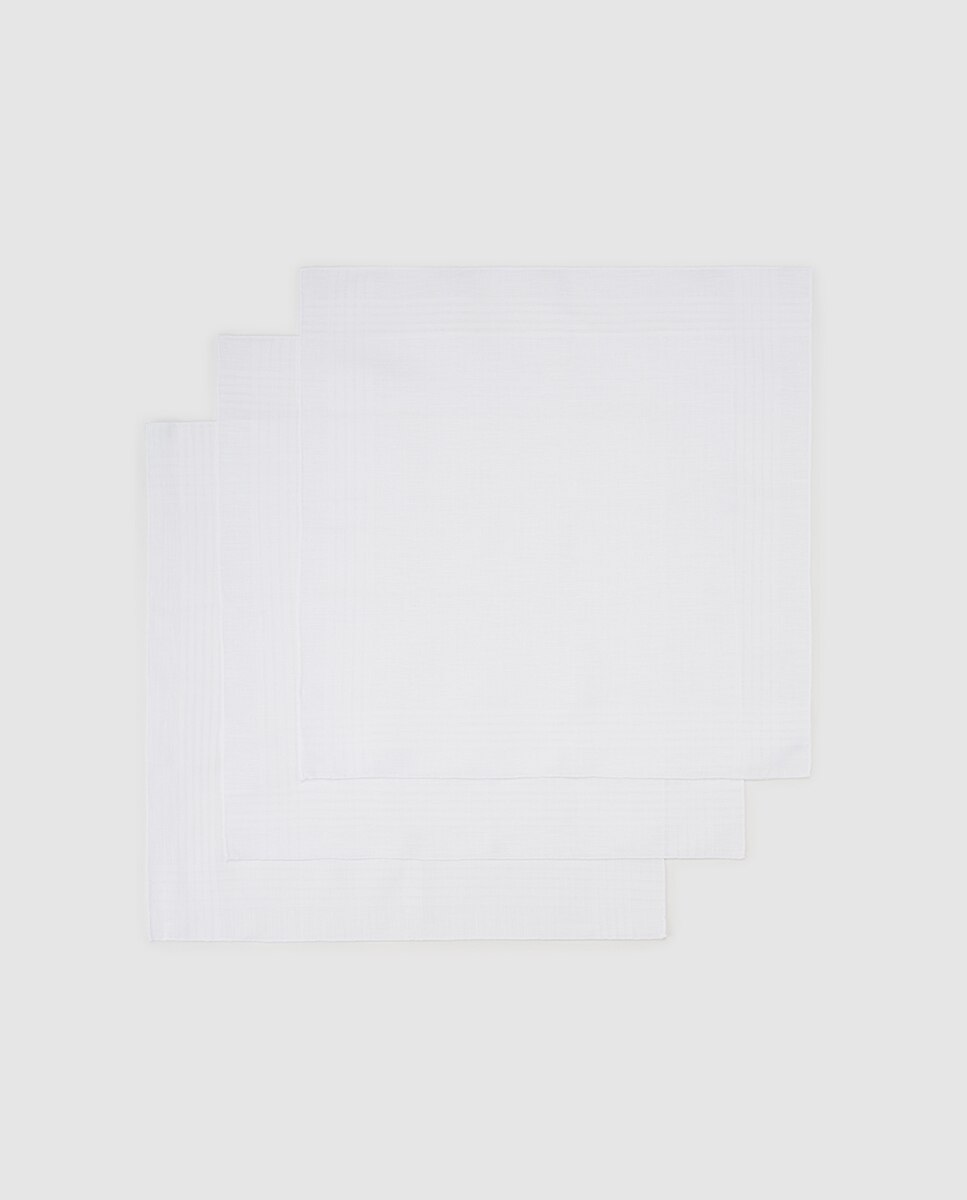 Conjunto de três lenços de linho brancos Branco-1