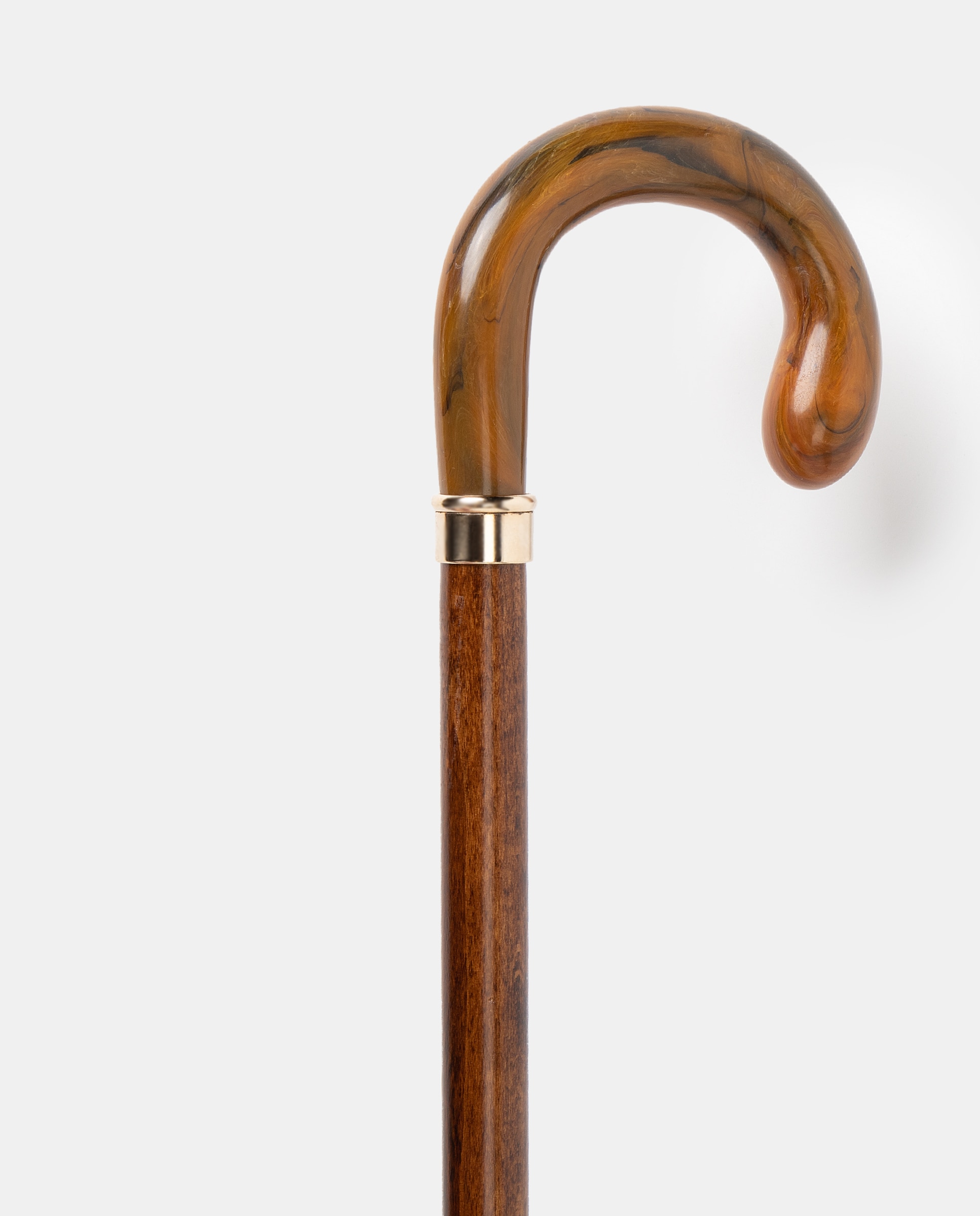 Bastón con palo de madera de haya, de 22 mm. de diámetro y puño concha de acetato color caramelo. - Manuel García - Marrón Marrón-2