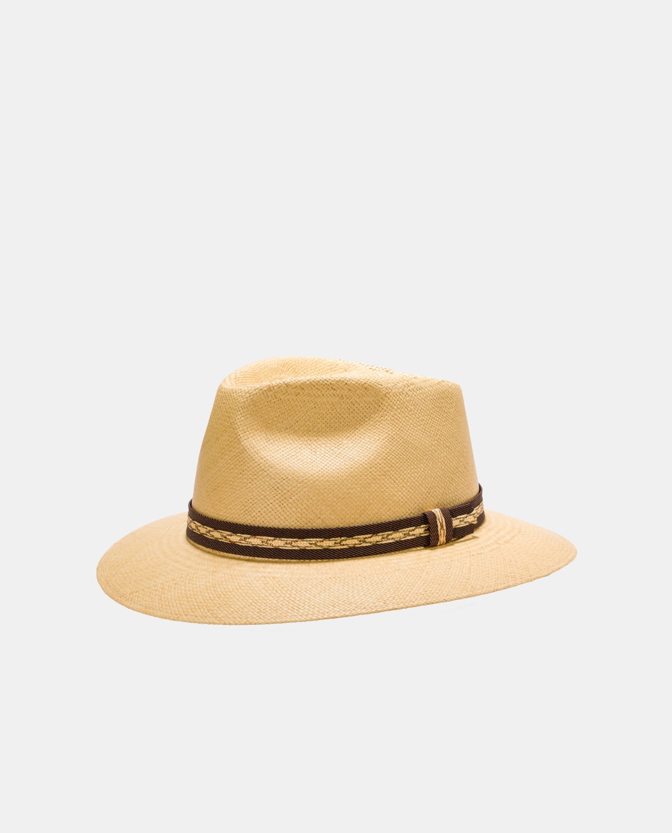 Imagen 0 de Sombrero de hombre marrón con cinta Marrón