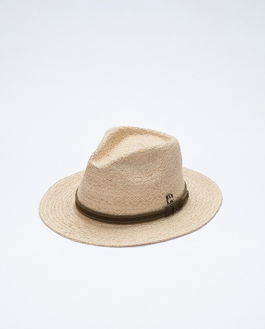 Imagem 0 de Chapéu Indiana de Ráfia e Fita em Camurça