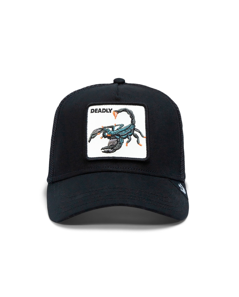 Boné Trucker com Emblema de Escorpião à Frente Preto-1