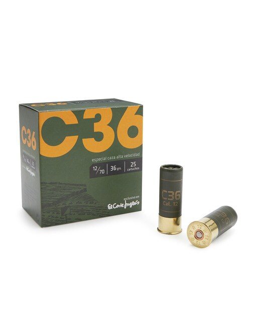 Caja de 25 cartuchos de caza en calibre 12 C36 7ª.Cartuchos C 1