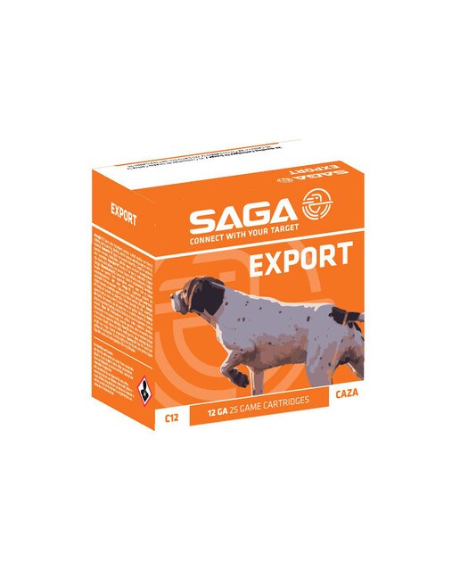 Imagen 0 de Caja de 25 cartuchos de caza marca SAGA, modelo EXPORT, calibre 12/70, 32 gr, 8ª