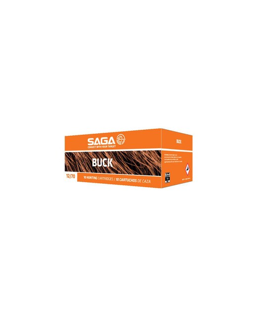 Caja de 10 cartuchos de caza marca SAGA, modelo ZORRERO, calibre 12/70, 34 gr, 00 2