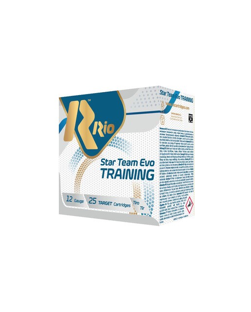 Caja de 25 cartuchos de tiro marca RIO, modelo STAR TEAM TRAINING, calibre 12/70, 24 gr, 7,5 2