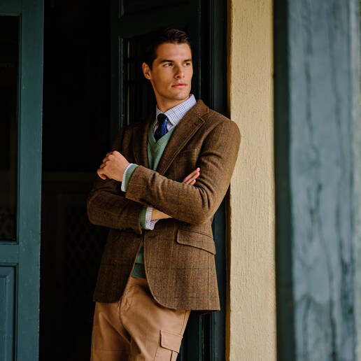 Imagen 0 de Chaqueta de tweed cuadros de hombre
