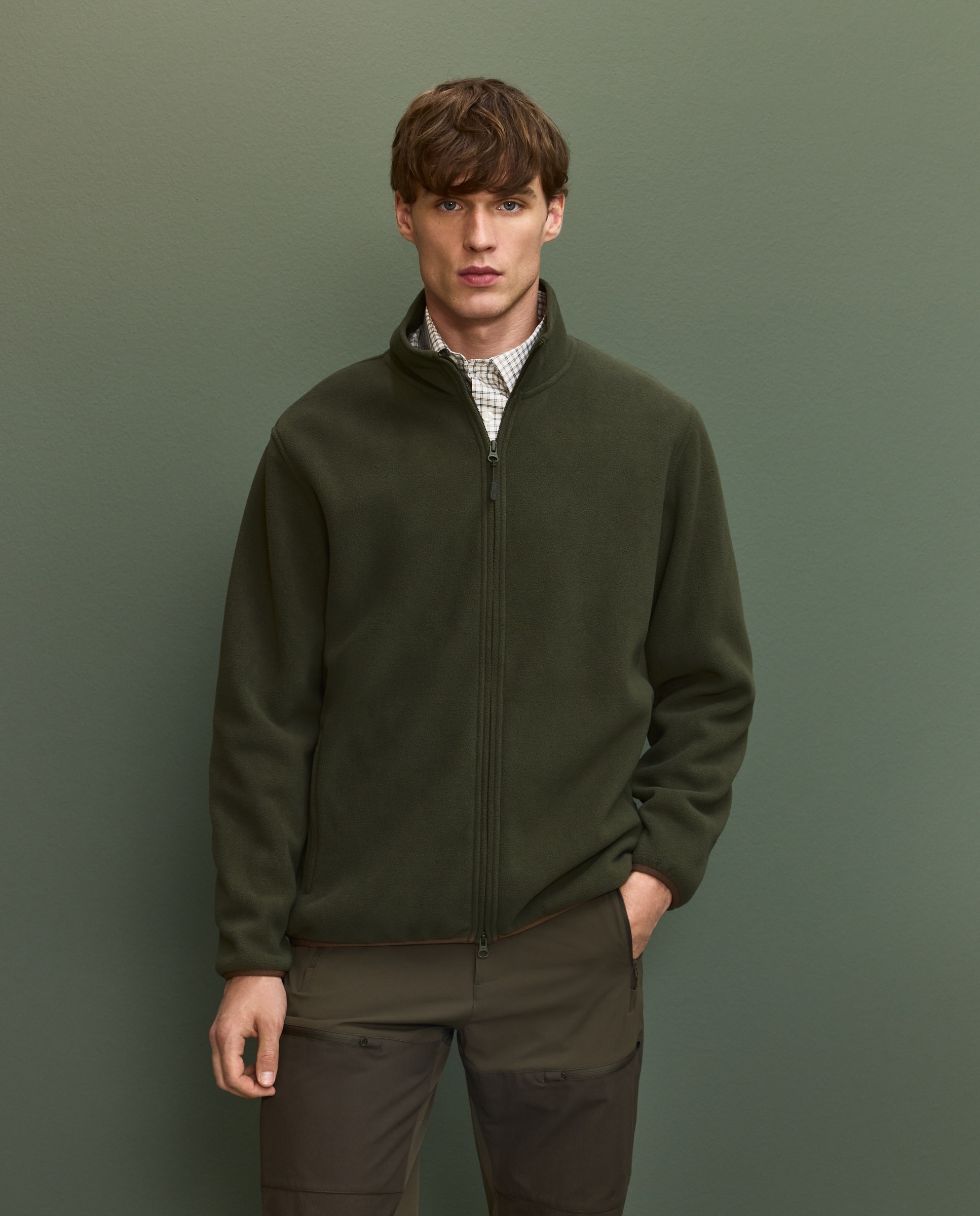 Verhunt Cazadora forro polar básico de hombre Verde