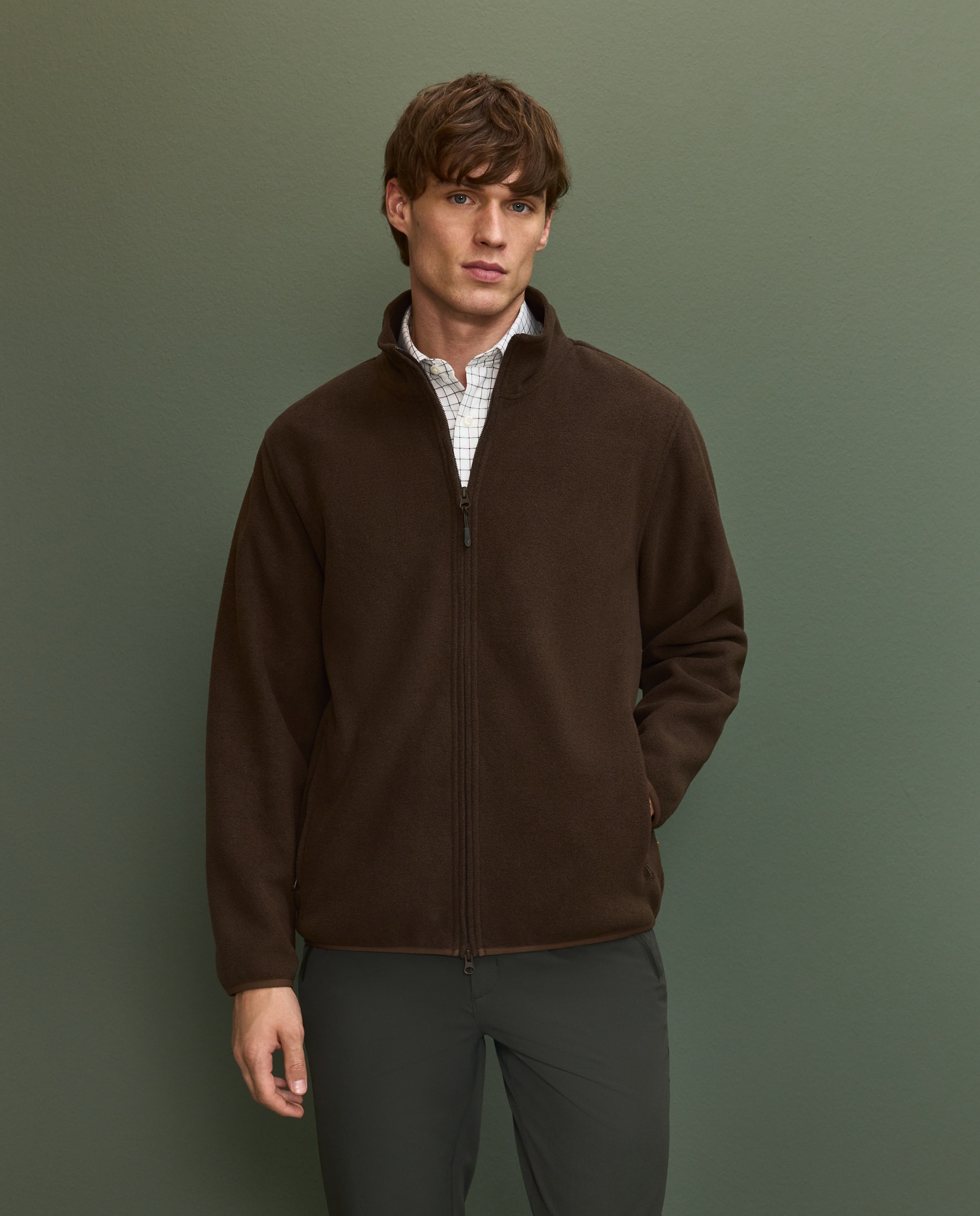 Verhunt Cazadora forro polar básico de hombre Marrón