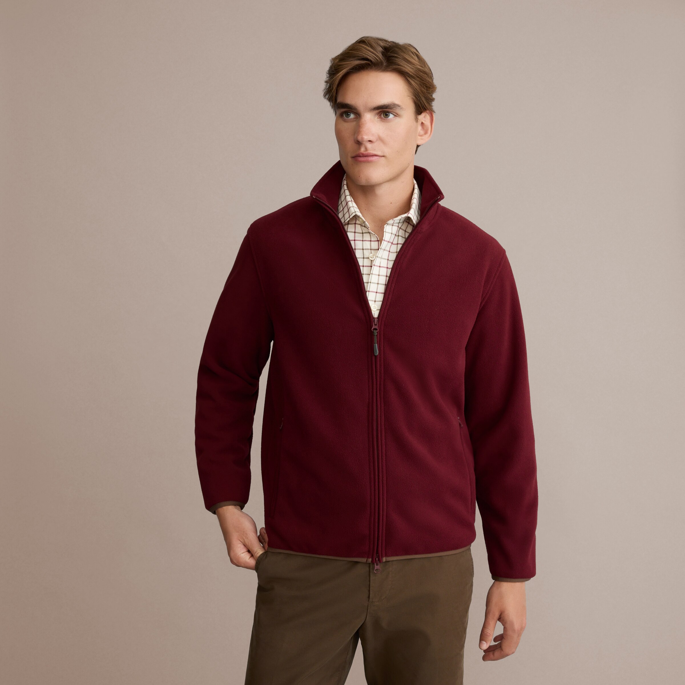 Blusão de Forro Polar Básico Caqui-2