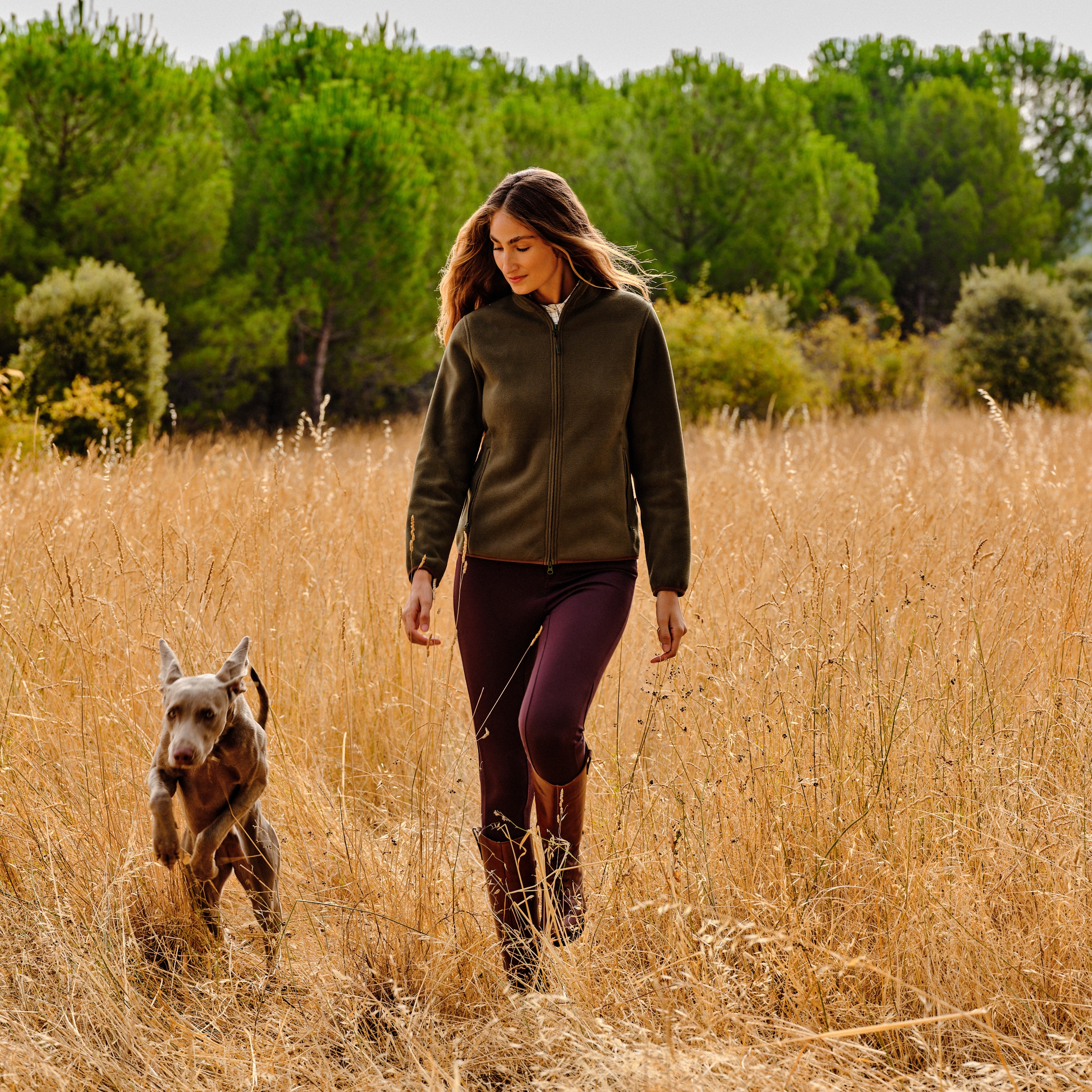 Blusão Básico de Mulher com Forro Polar Verde-1