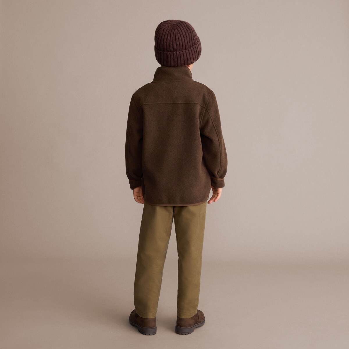 Blusão Básico de Menino com Forro Polar Castanho-4