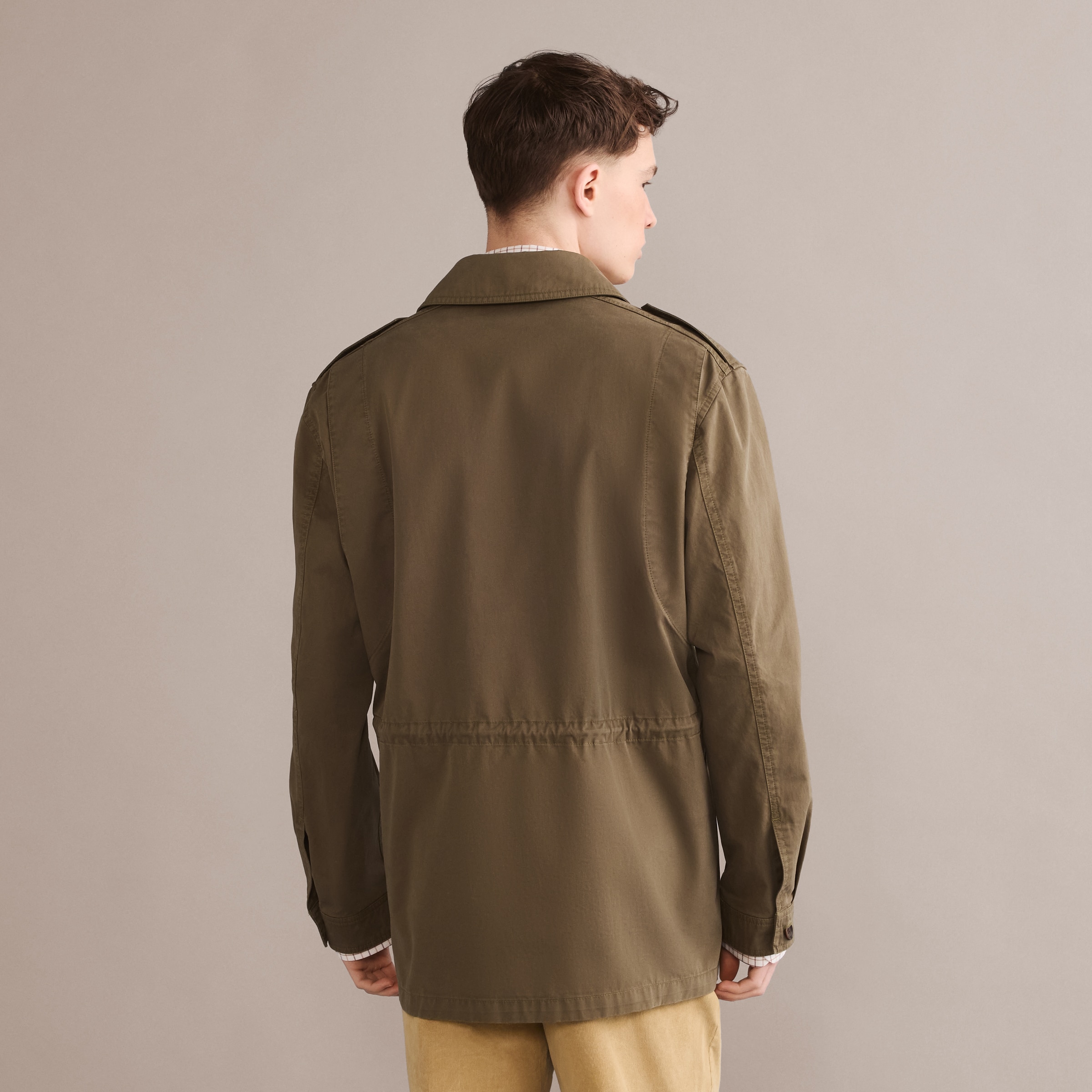 Casaco Safari Liso de Homem com Bolsos Caqui-7