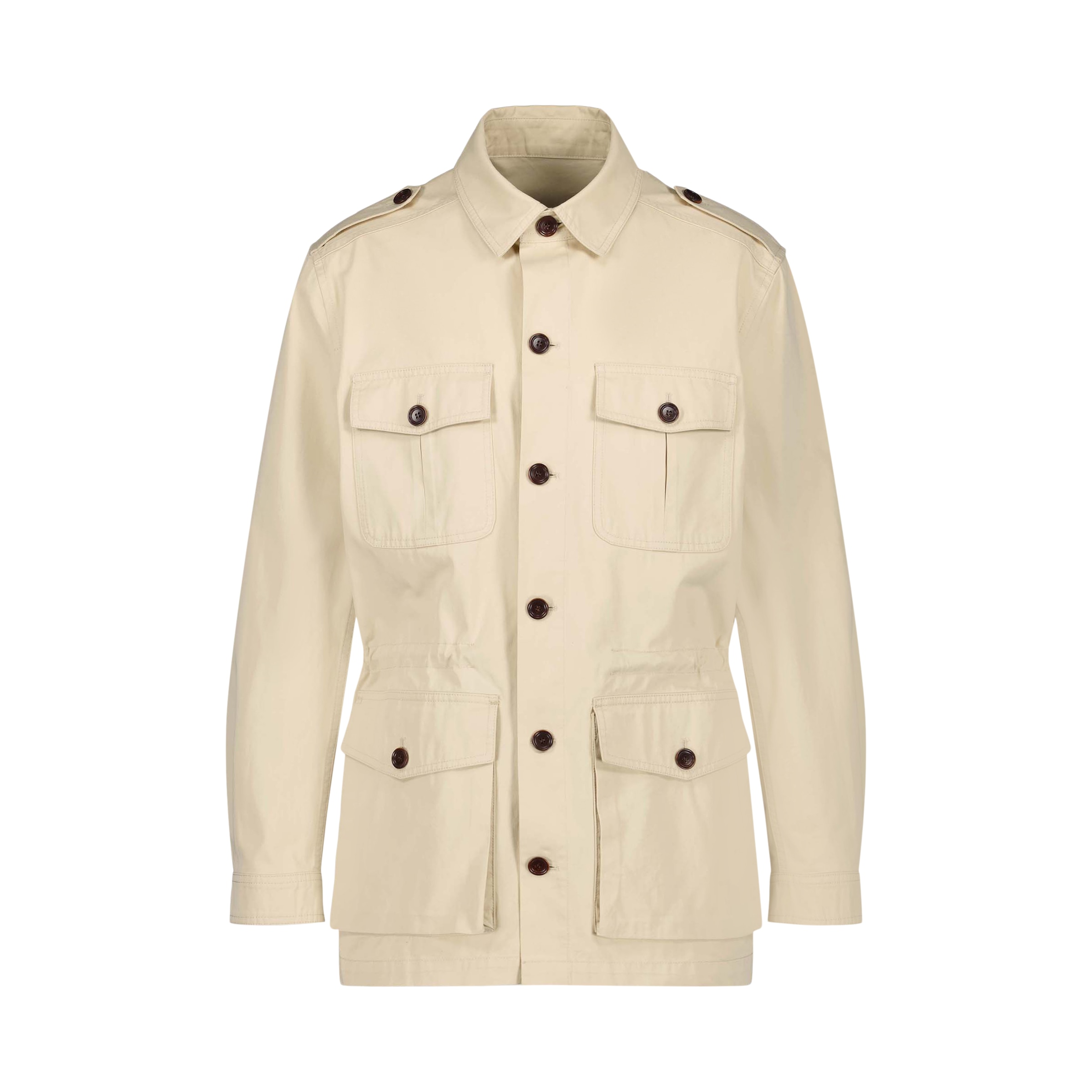 Casaco Safari Liso de Homem com Bolsos Bege-4