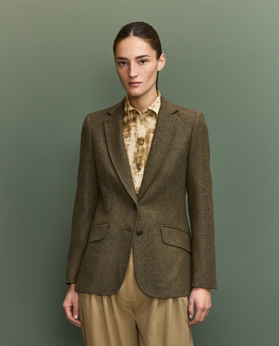 Imagen 0 de Chaqueta de mujer basica tweed Verde pardo