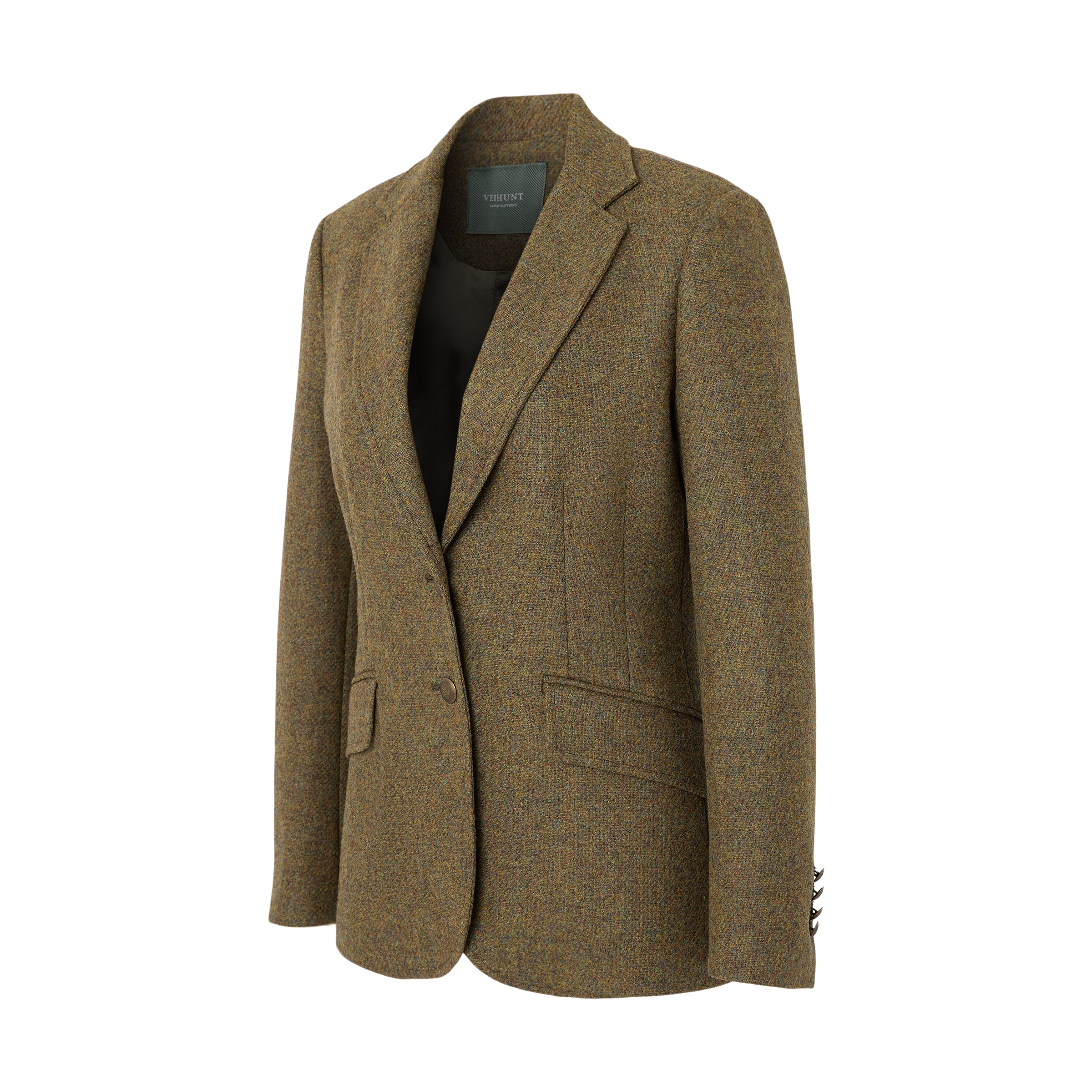 Casaco Básico Tweed de Mulher Verde pardo-6