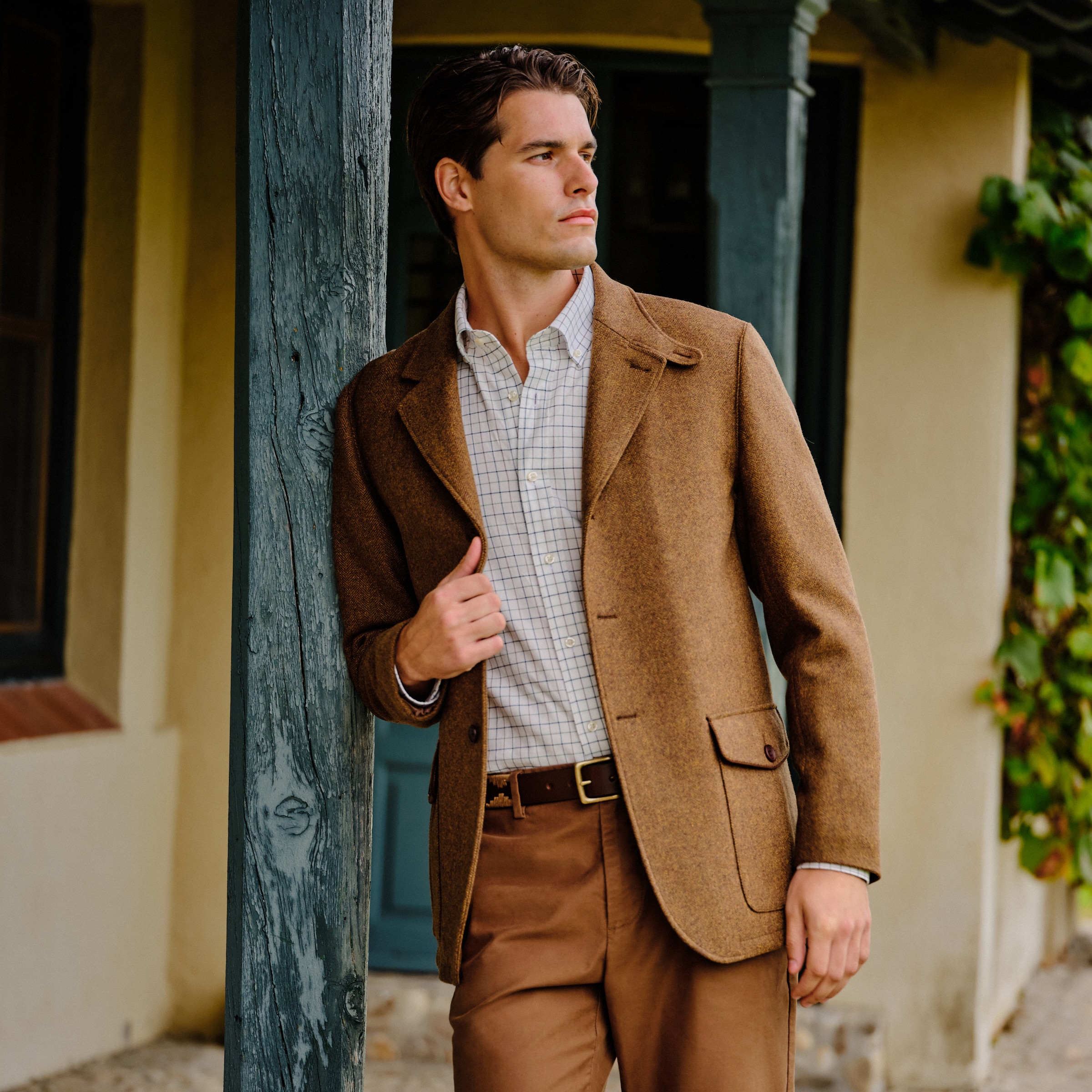 Casaco de Tweed Acolchoado Castanho-1