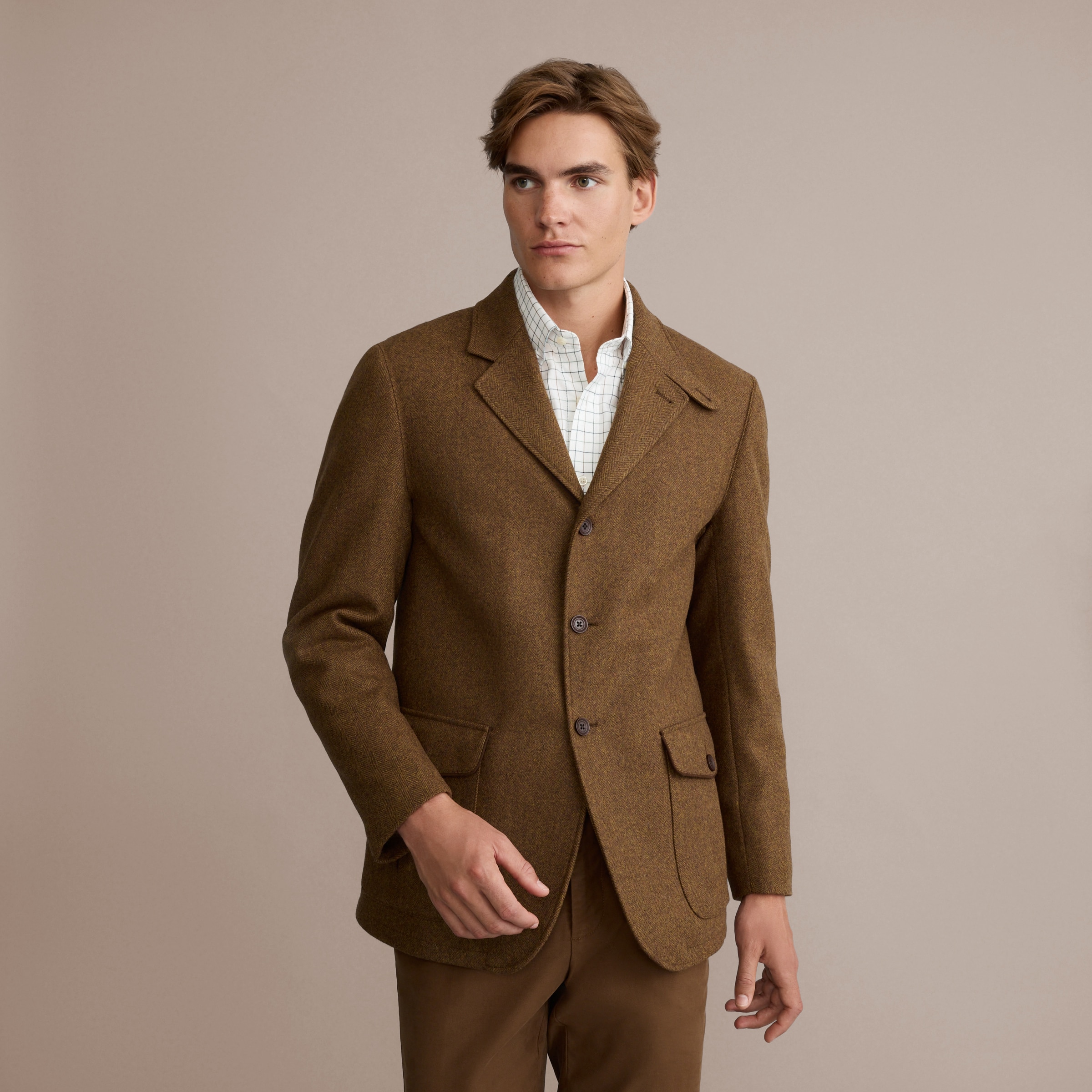 Casaco de Tweed Acolchoado Castanho-2