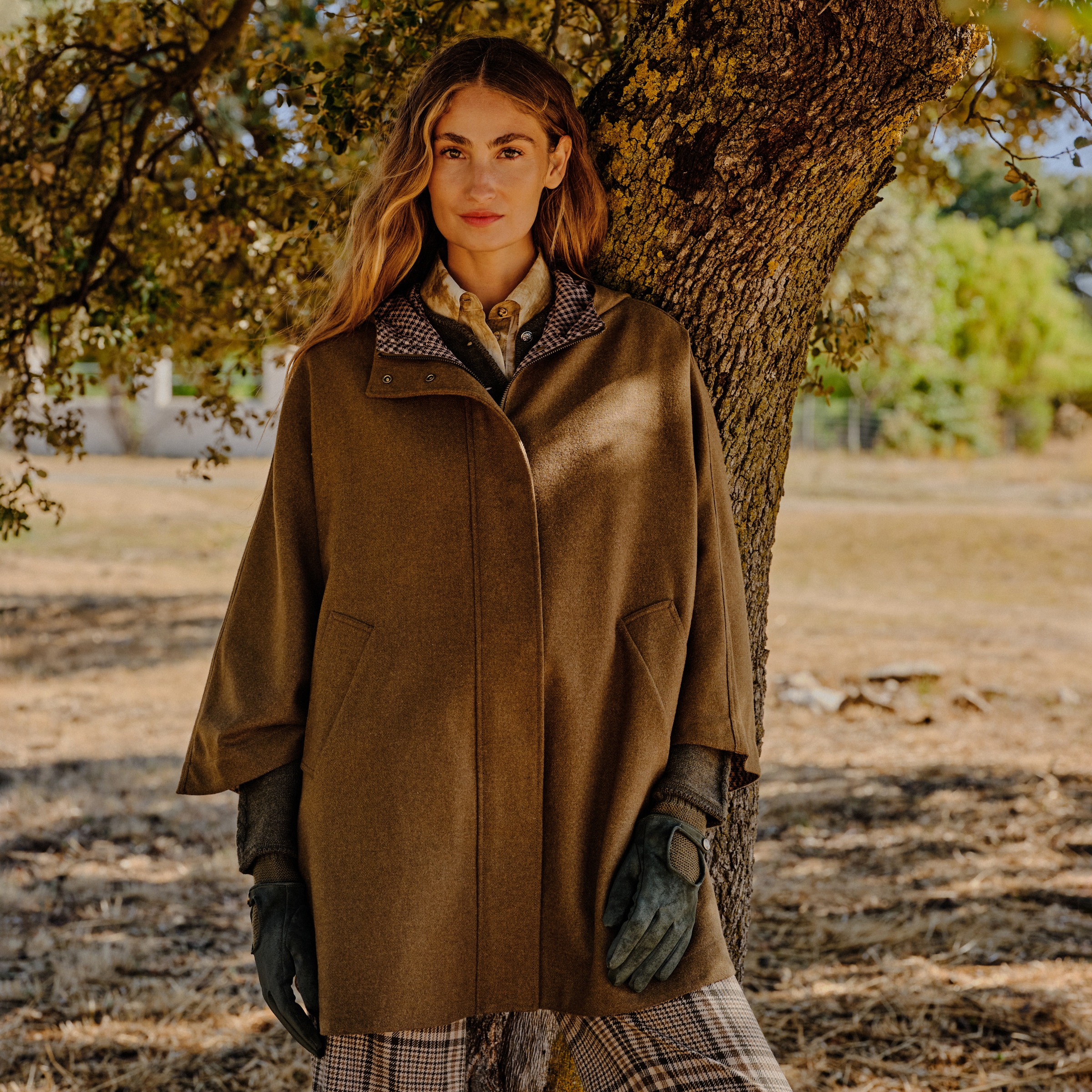 Capa de Lã de Mulher Verde-1