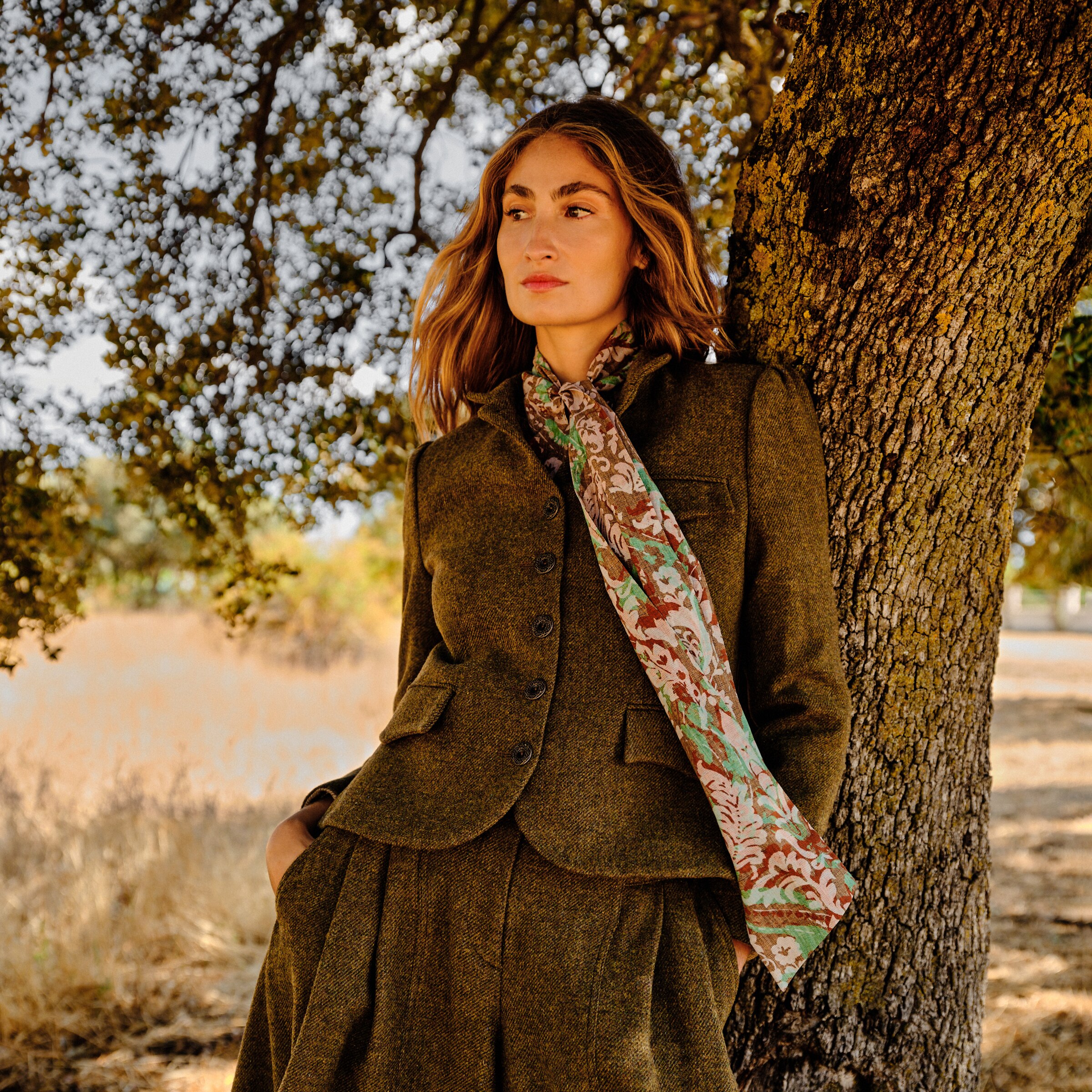 Imagen 1 de Chaqueta de mujer corta tweed - Verde oscuro Verde oscuro