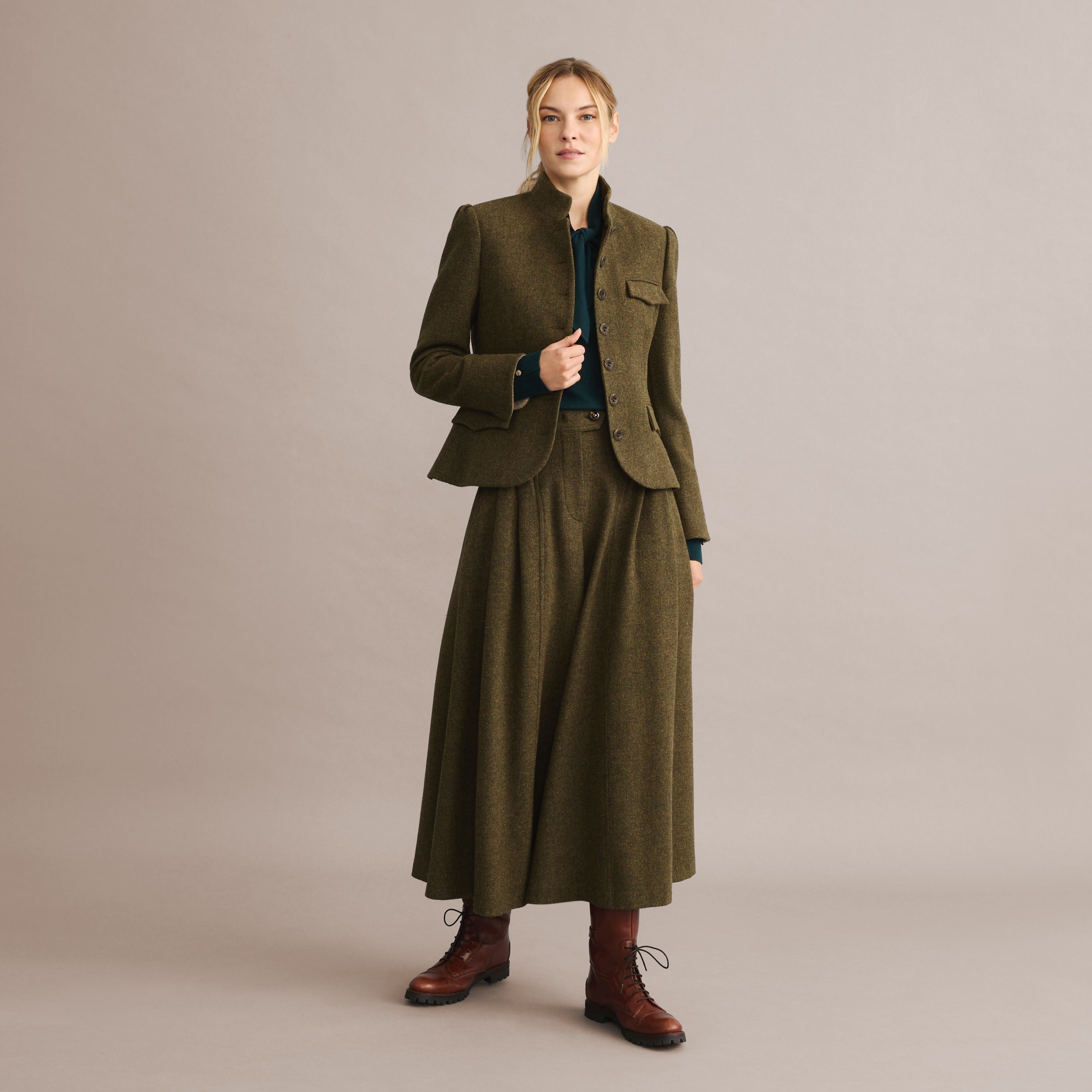 Imagen 2 de Chaqueta de mujer corta tweed - Verde oscuro Verde oscuro