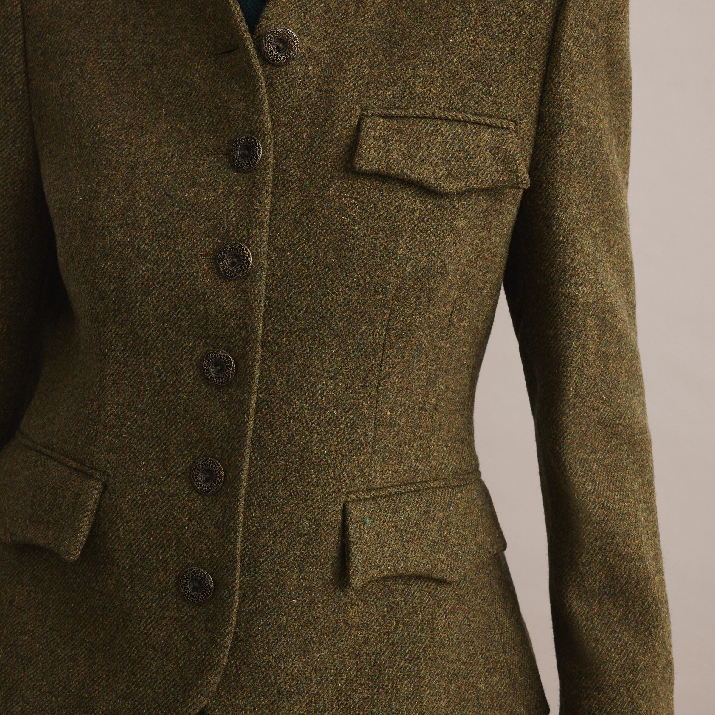 Imagen 4 de Chaqueta de mujer corta tweed - Verde oscuro Verde oscuro