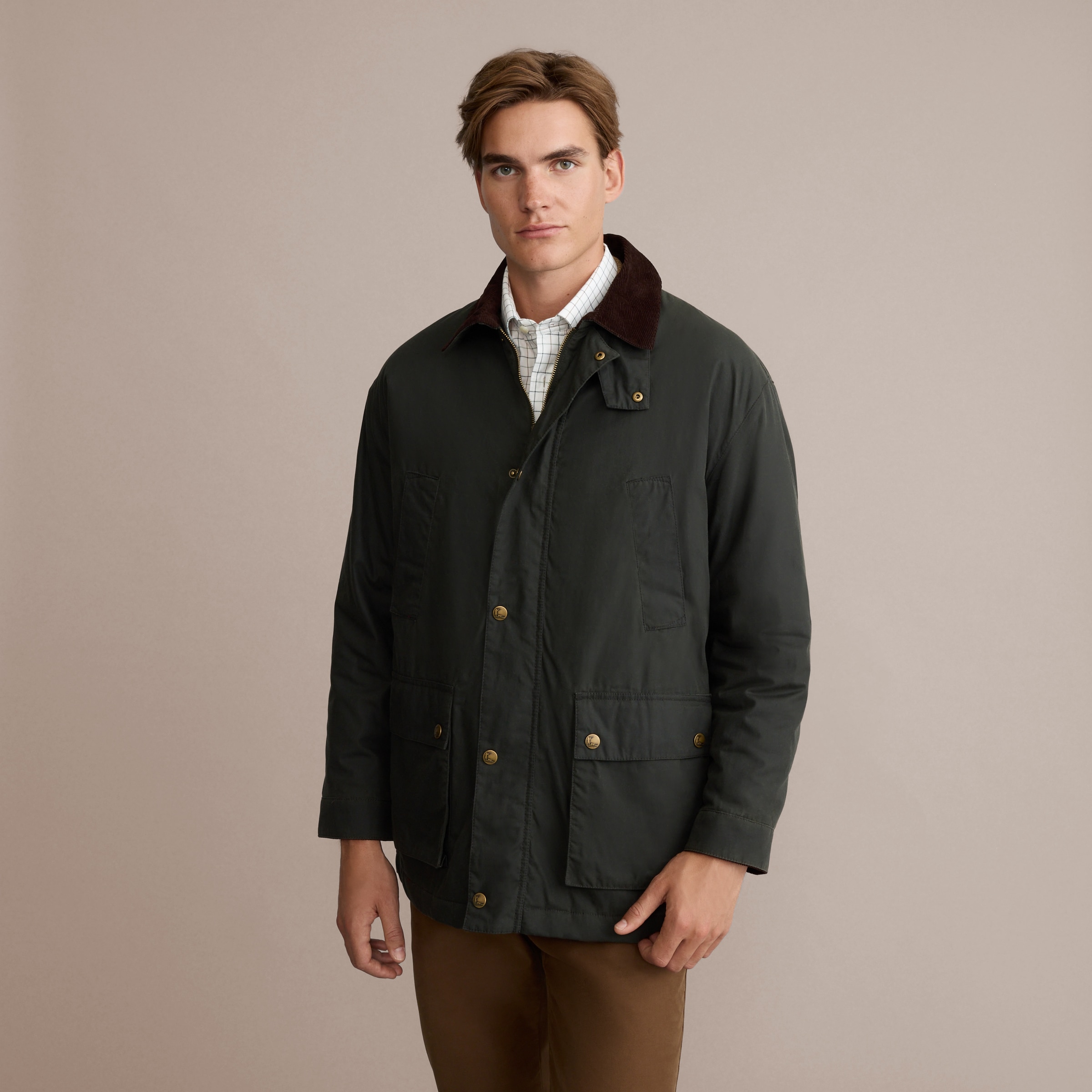 Sobretudo Encerado e Acolchoado Verde-2