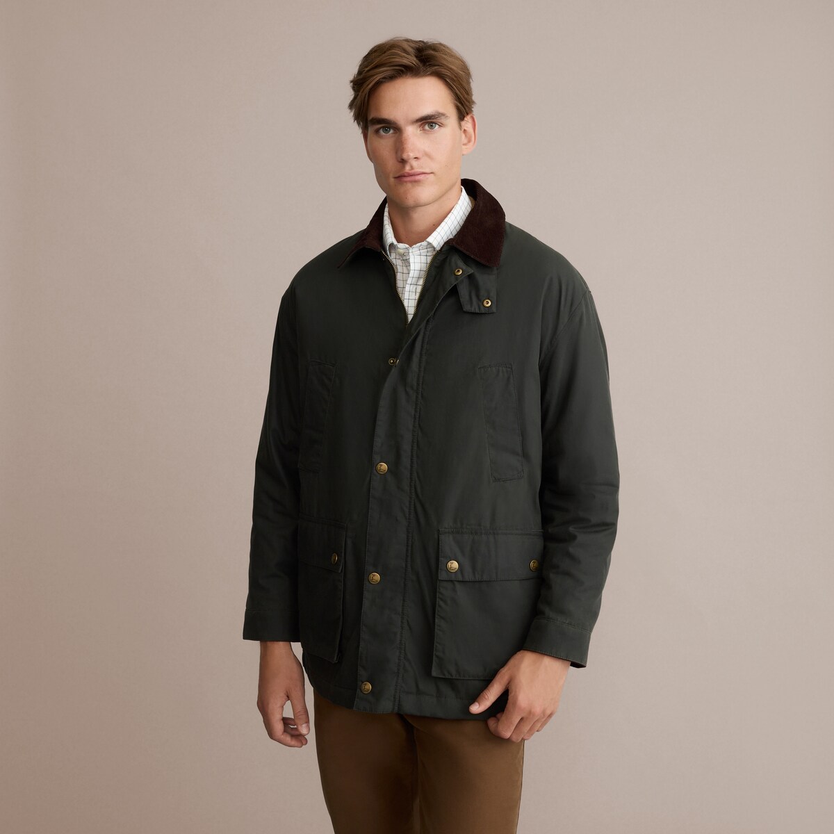 Sobretudo Encerado e Acolchoado Verde-2