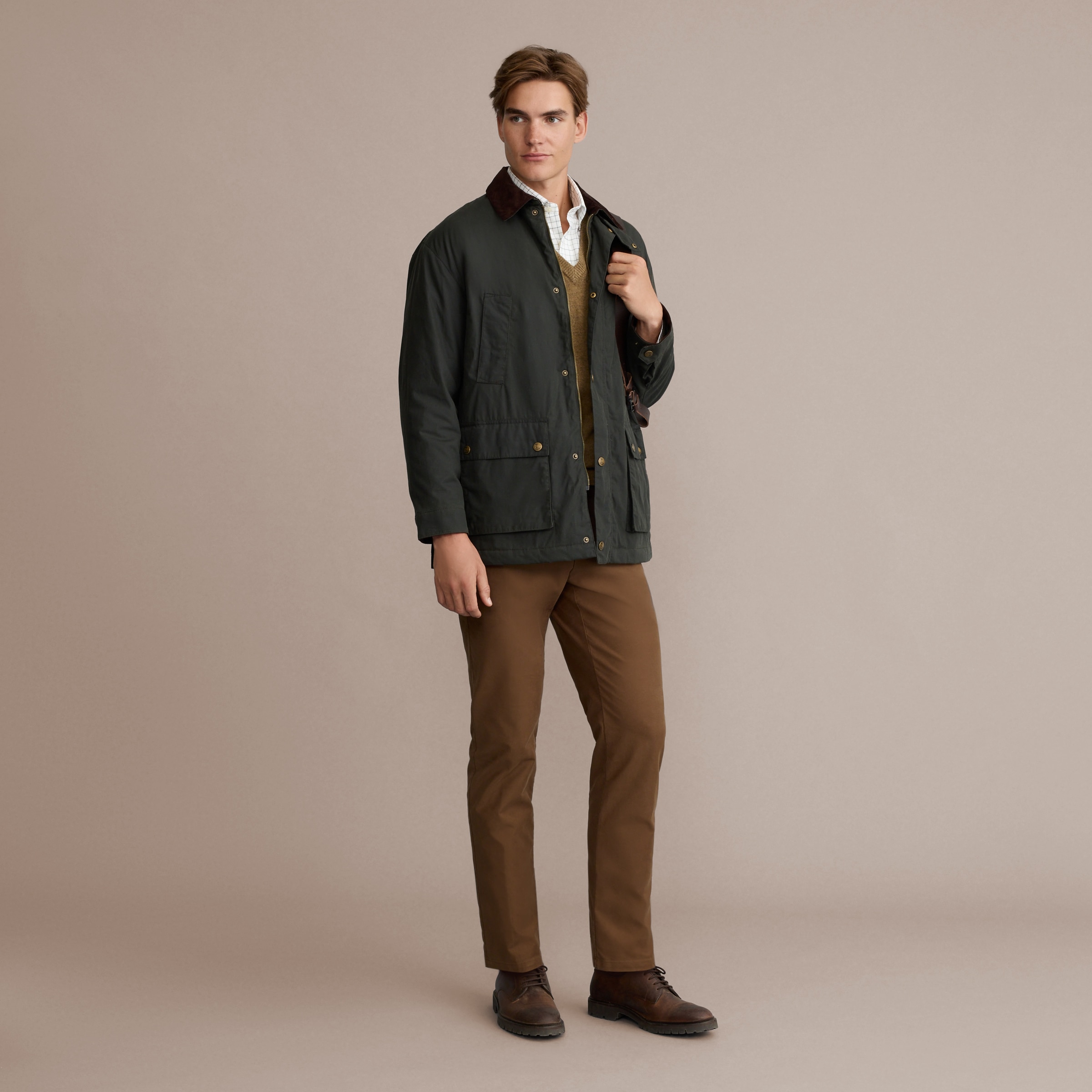 Sobretudo Encerado e Acolchoado Verde-3