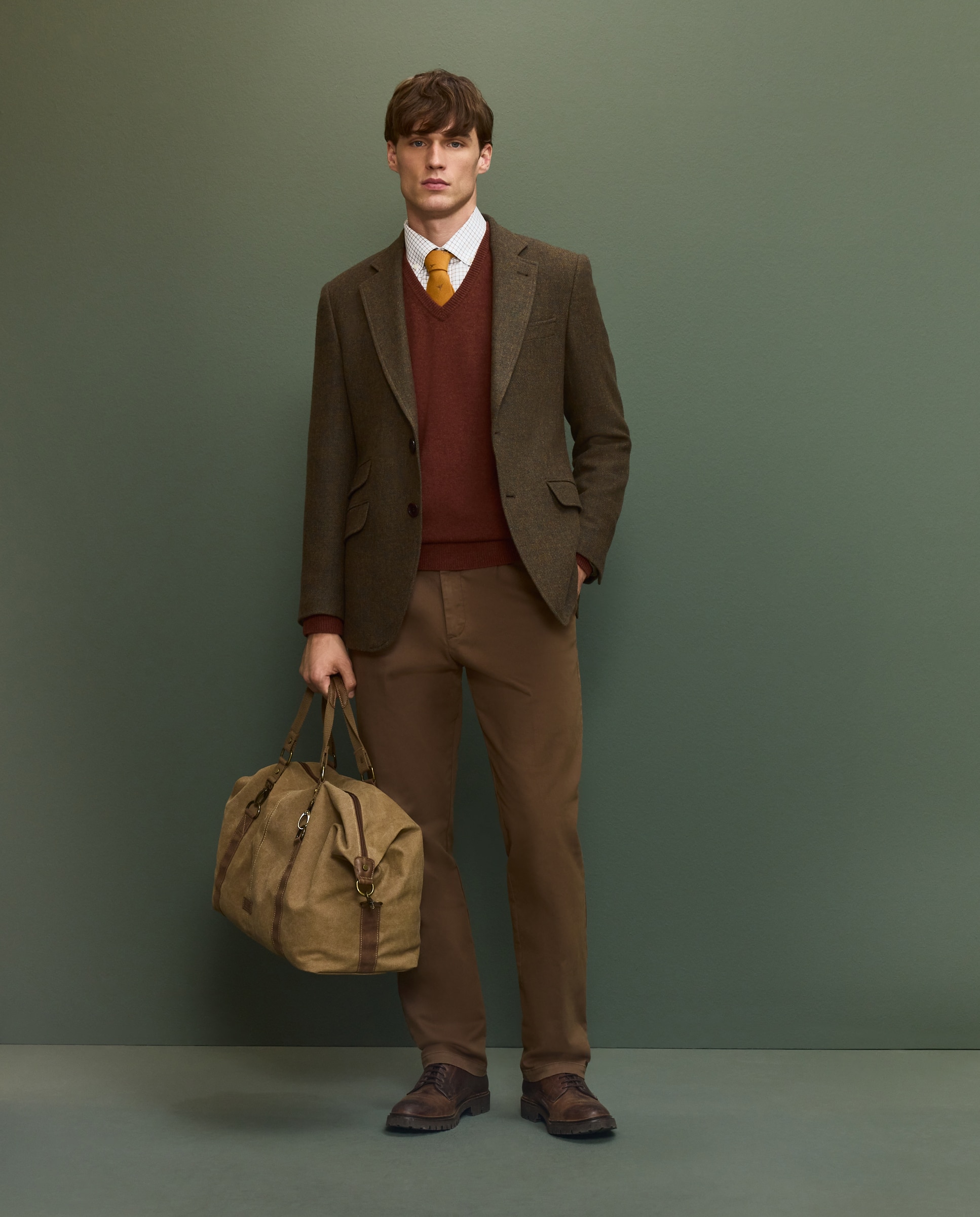 Imagen 0 de Chaqueta tweed clásica de hombre Verde