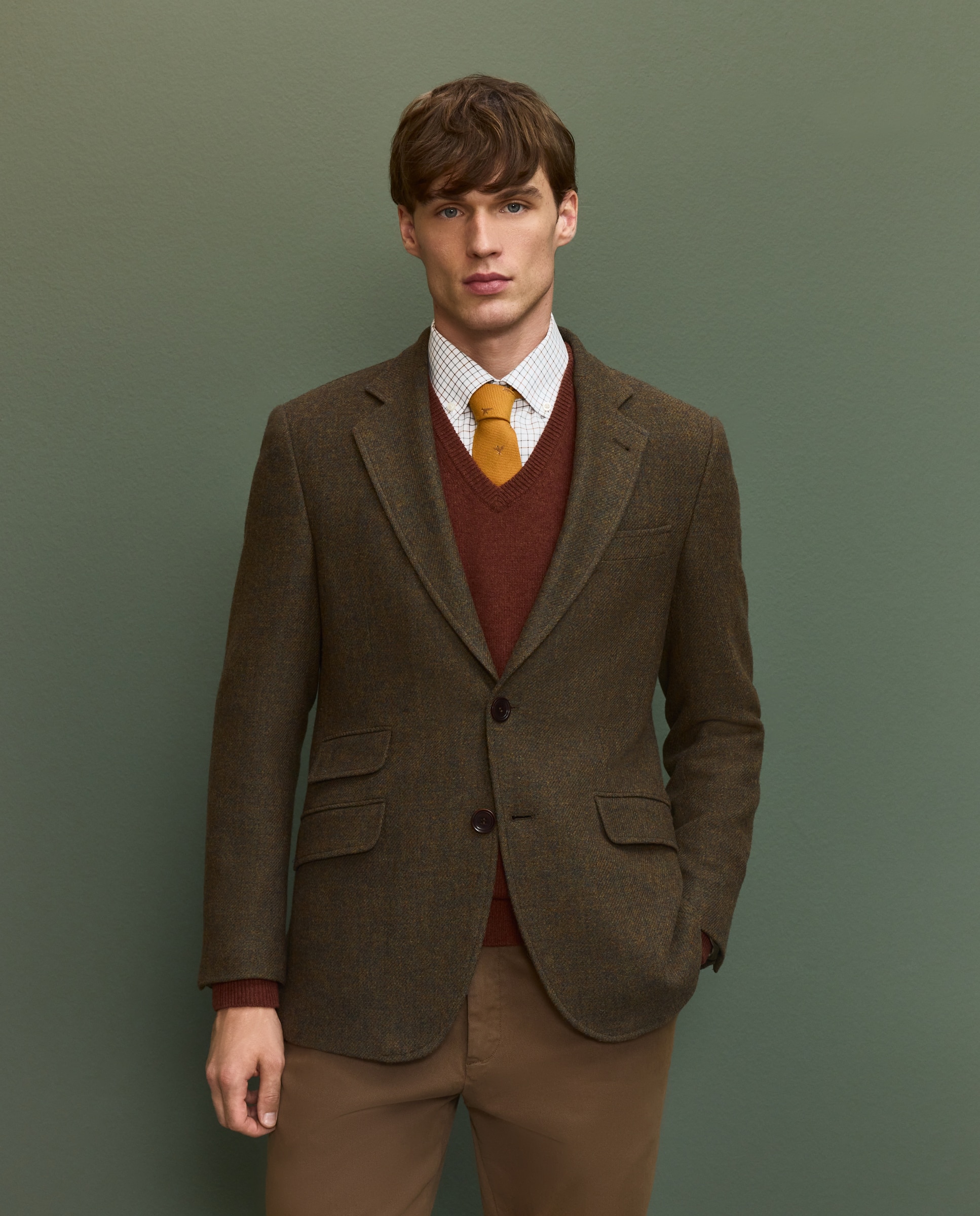 Chaqueta tweed clásica de hombre - Verde Verde-2