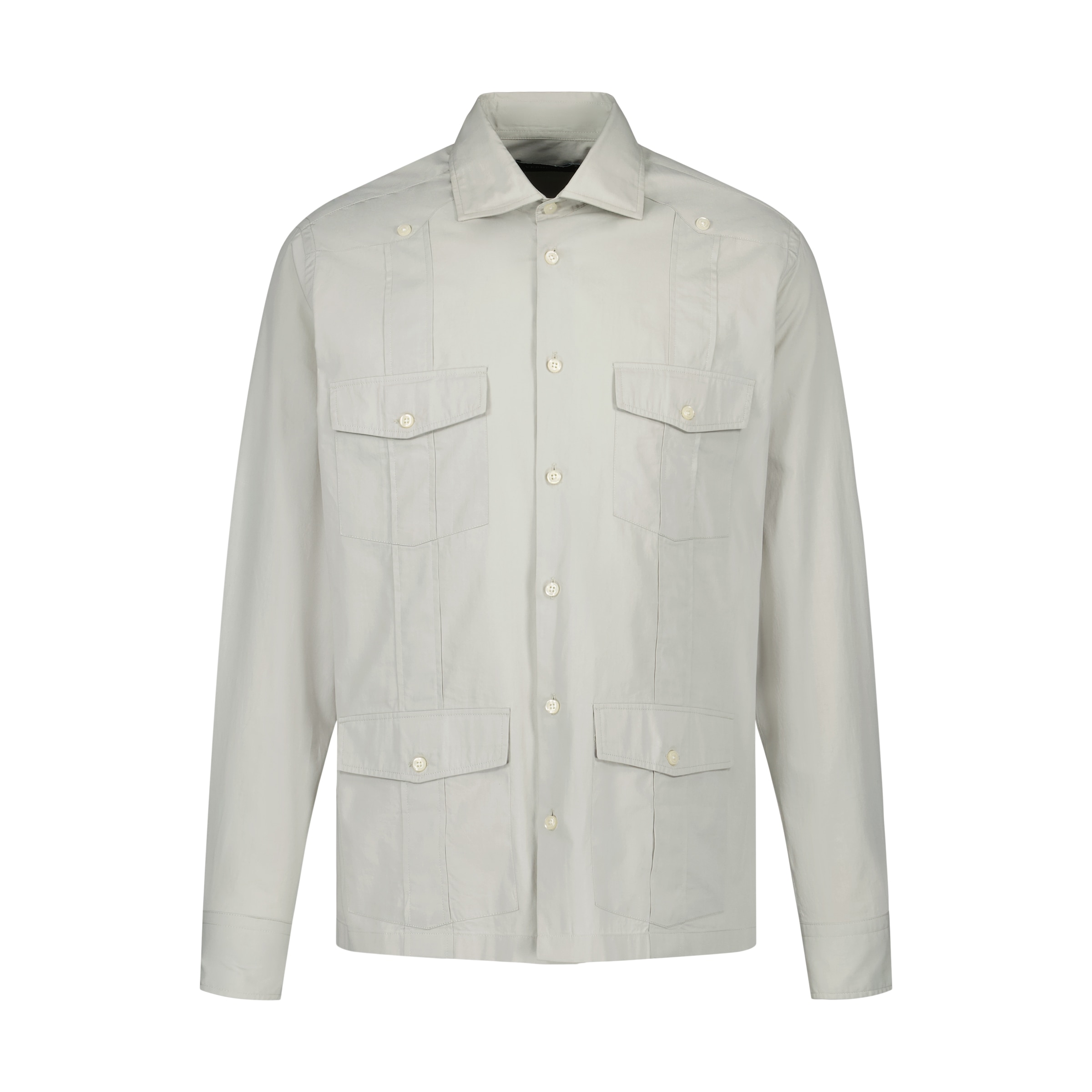 Camisa Guayabera de Algodão de Homem Bege-5