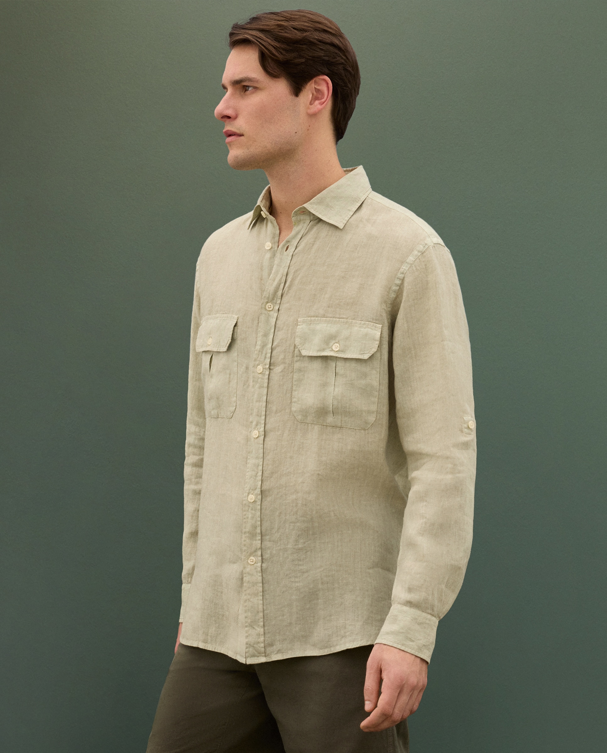 Verhunt Camisa de lino lavado de hombre Marrón claro