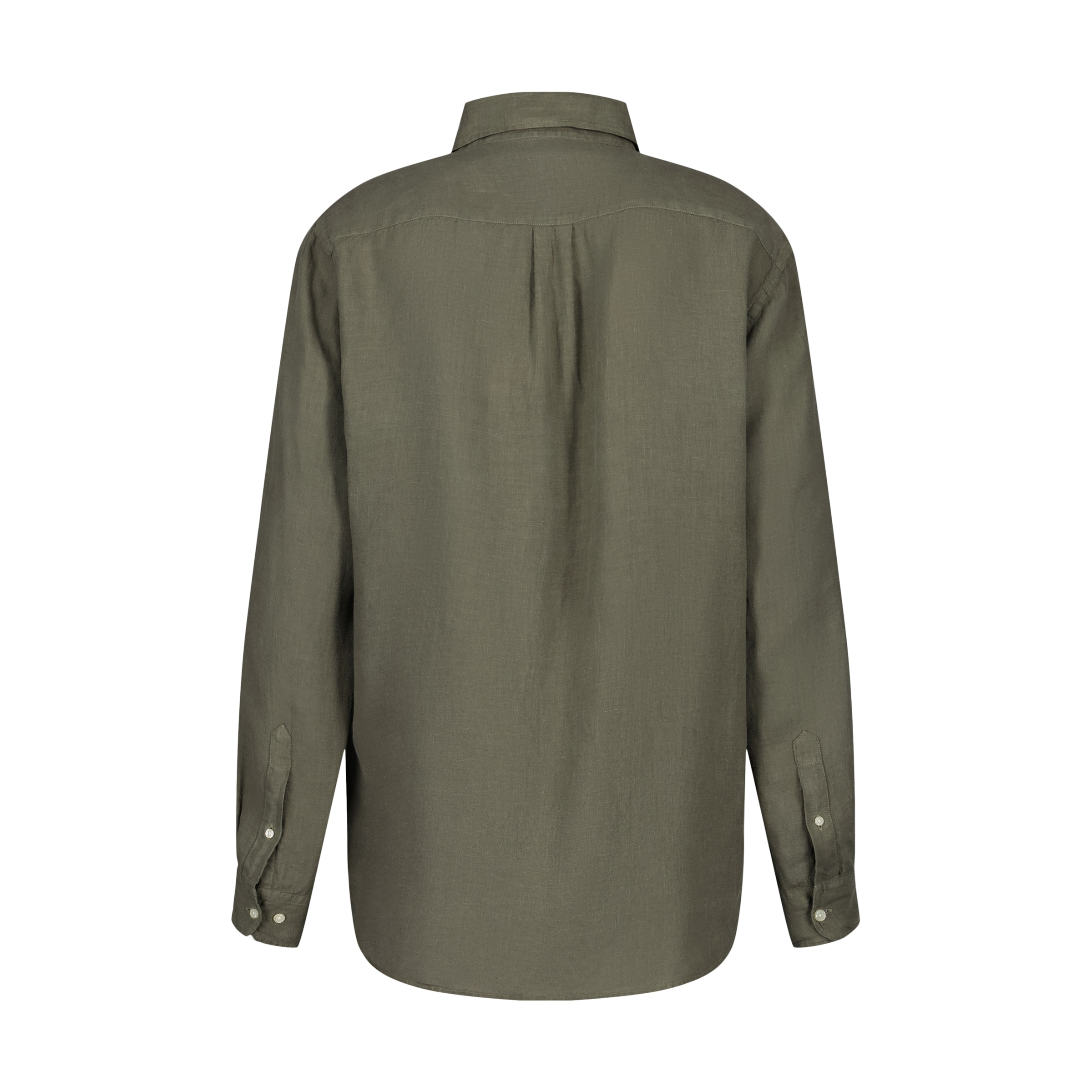 Camisa de Linho de Homem com Lavagem Verde-escuro-6