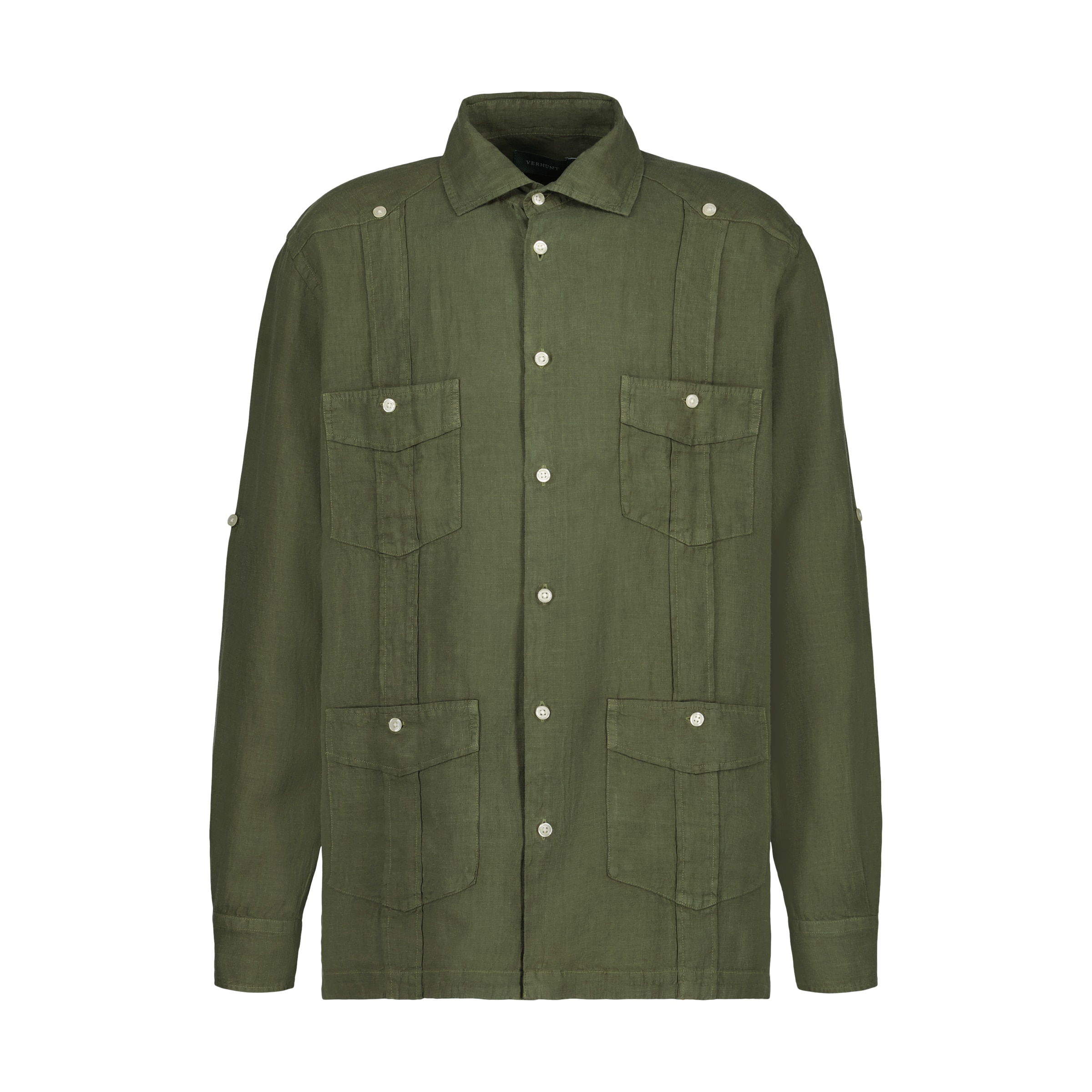 Camisa Guayabera de Linho de Homem com Lavagem Caqui-4