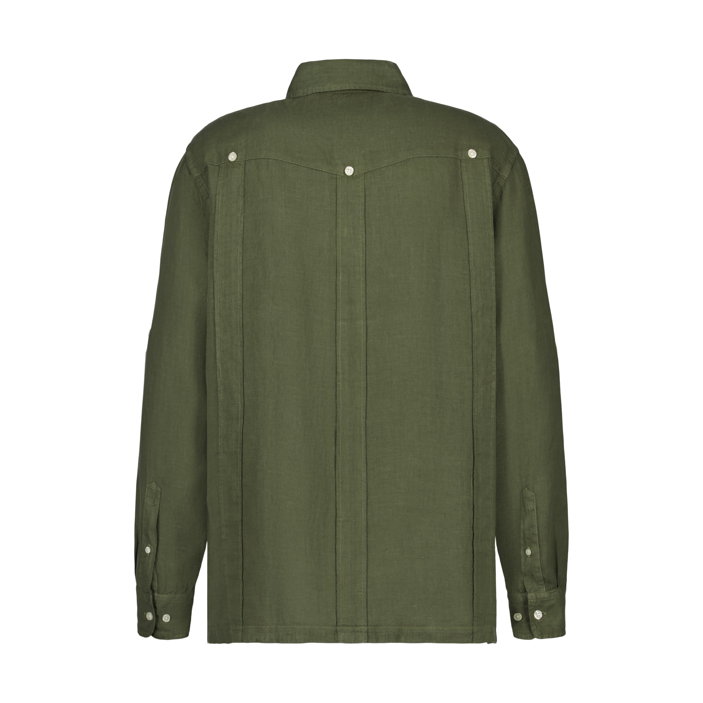 Camisa Guayabera de Linho de Homem com Lavagem Caqui-5