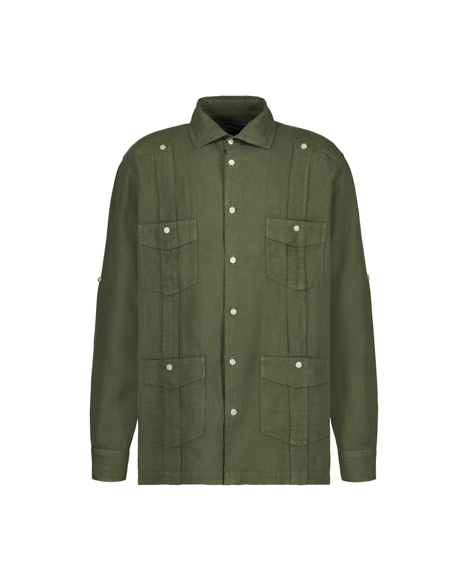 Camisa Guayabera de Linho de Homem com Lavagem Caqui-4