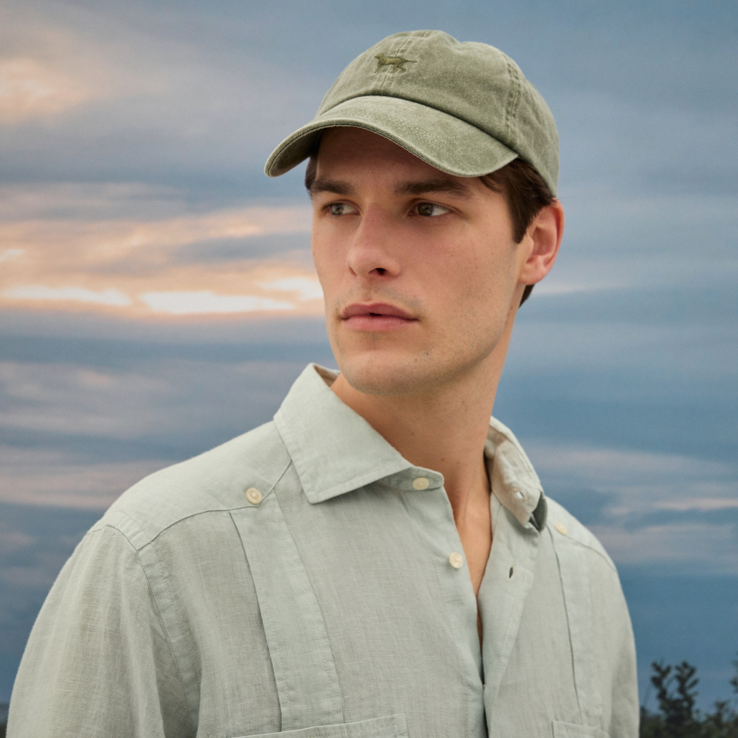 Camisa Guayabera de Linho de Homem com Lavagem Bege-4