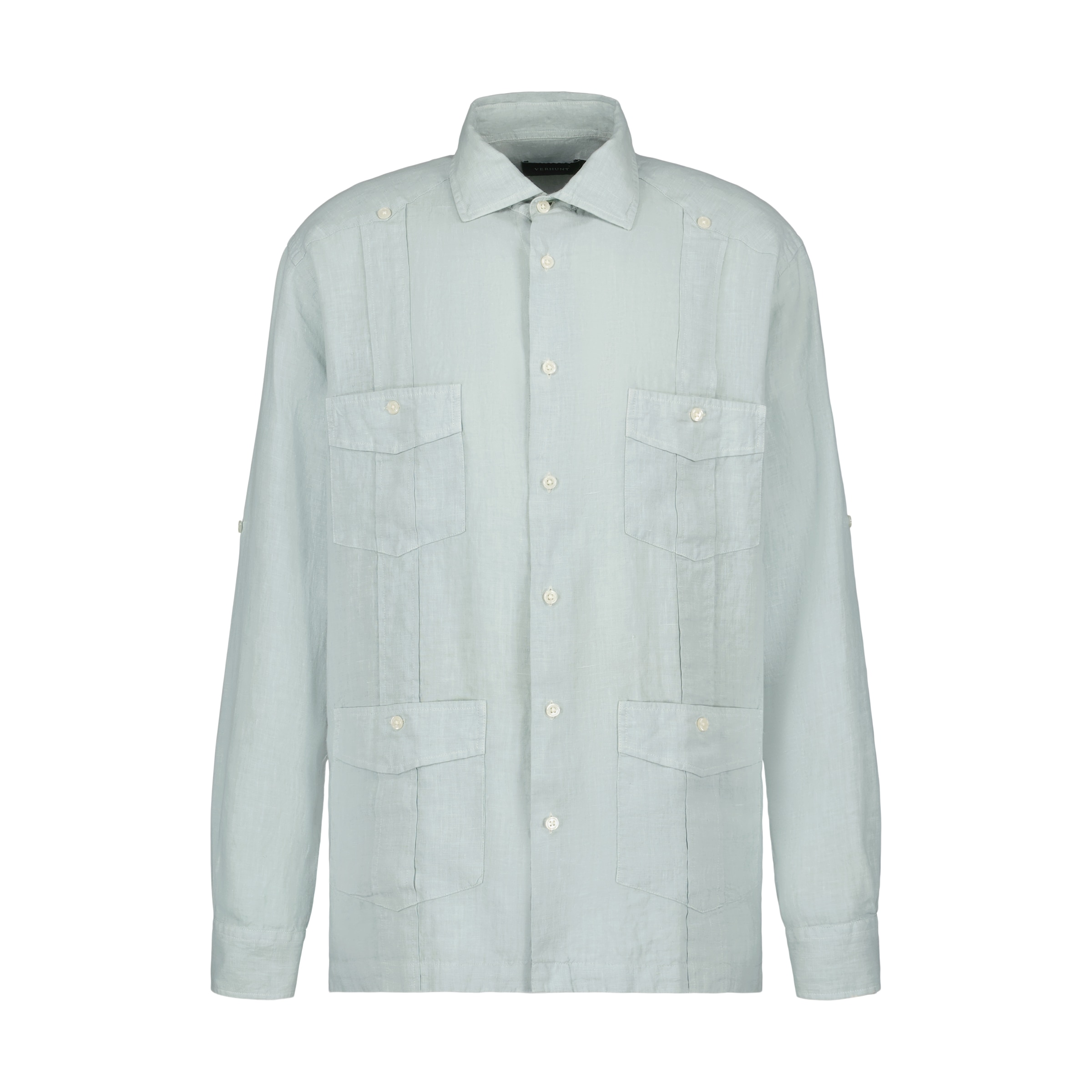 Camisa Guayabera de Linho de Homem com Lavagem Bege-5