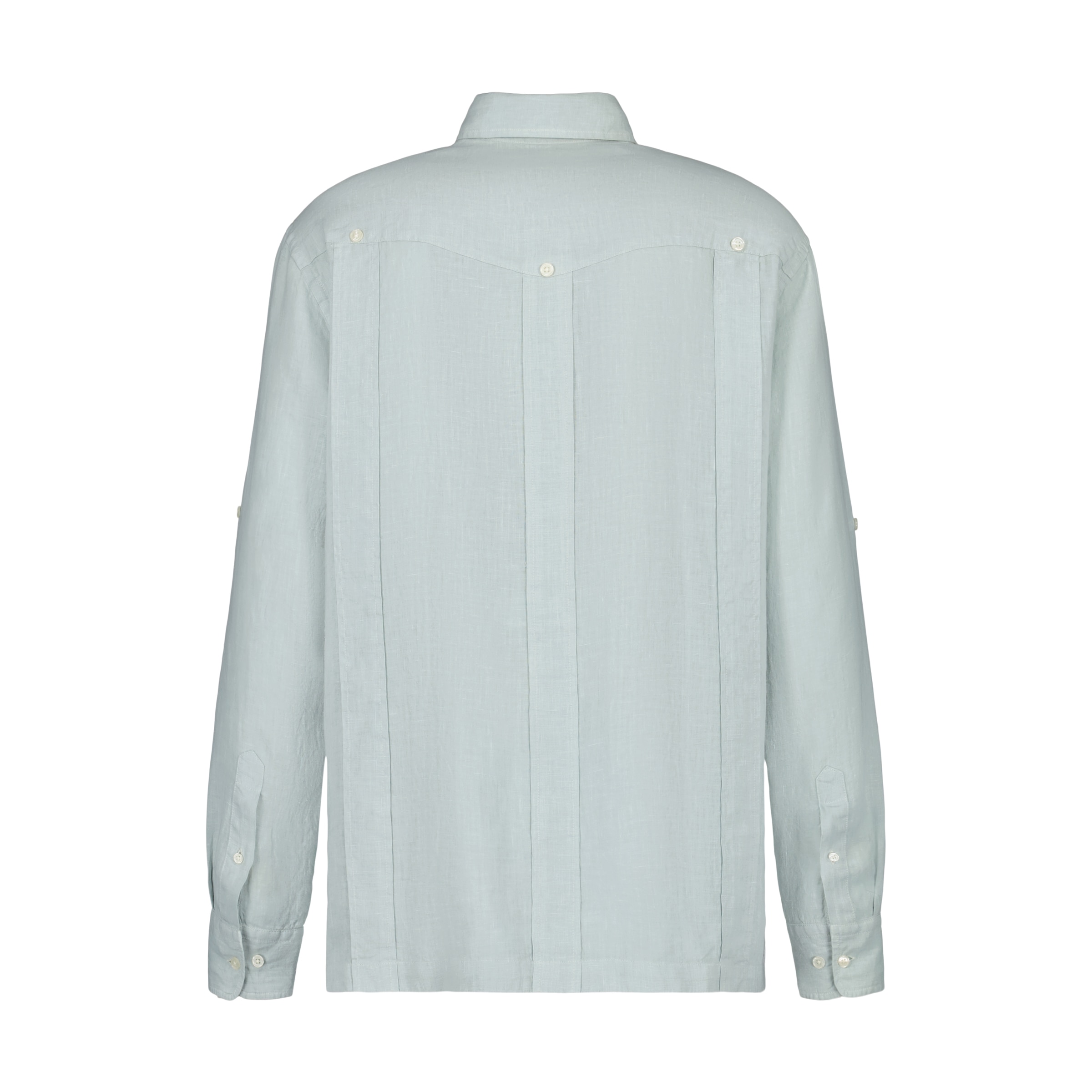 Camisa Guayabera de Linho de Homem com Lavagem Bege-6