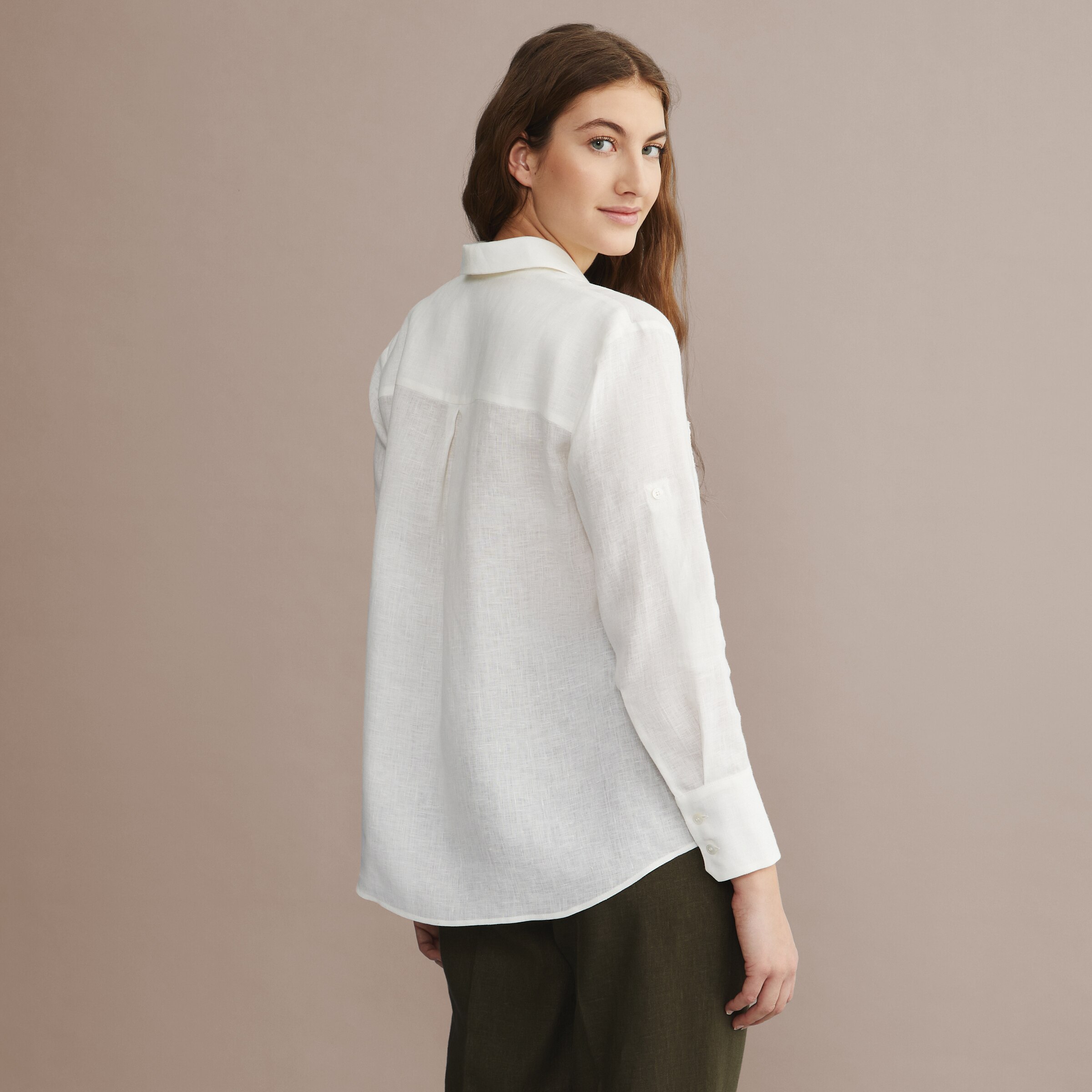 Camisa de Linho de Mulher Natural-7