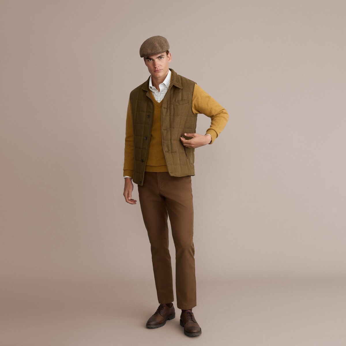 Camisa de Homem aos Quadrados Grandes com Fundo Claro Azul-3