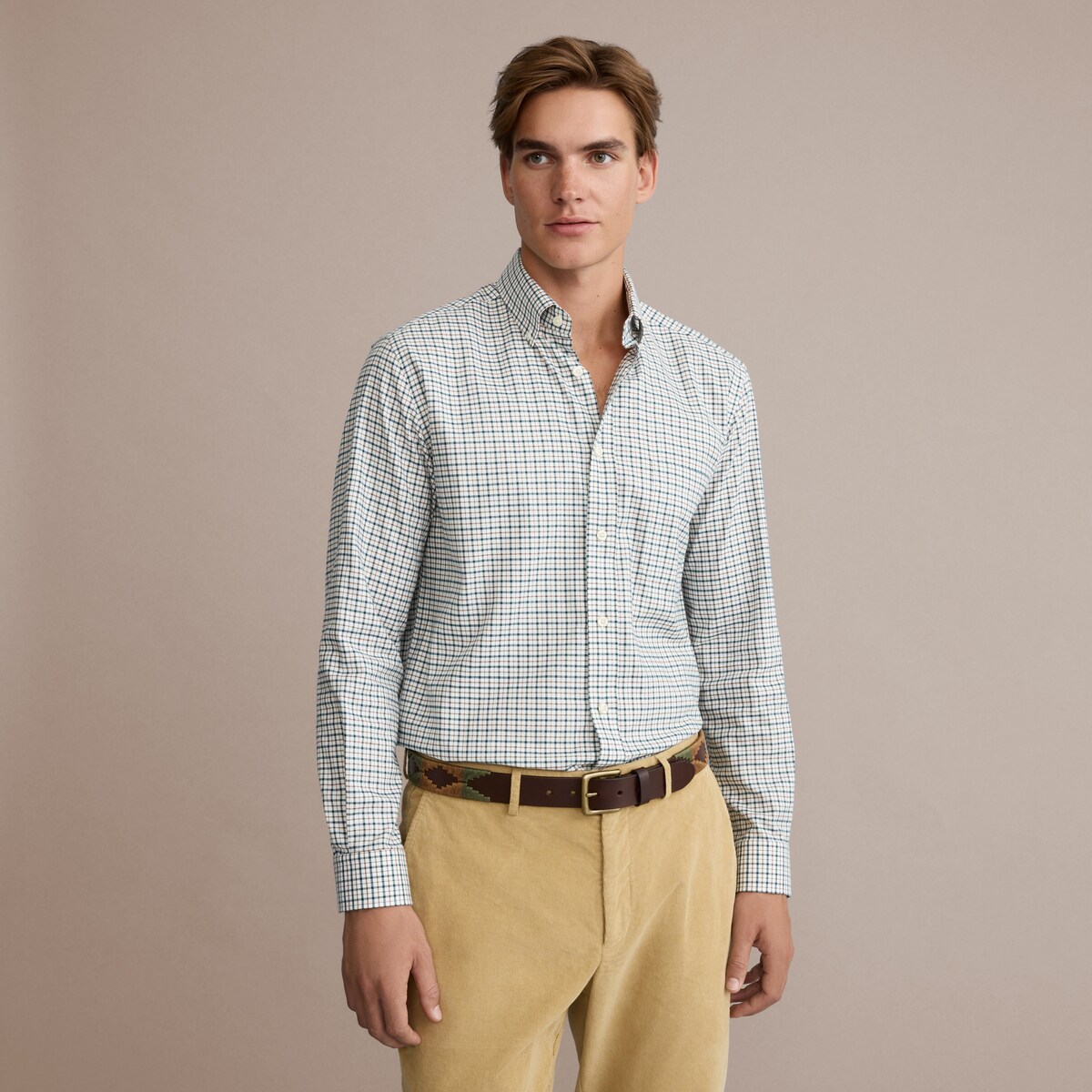 Camisa Multiquadrados para Homem Azul-2