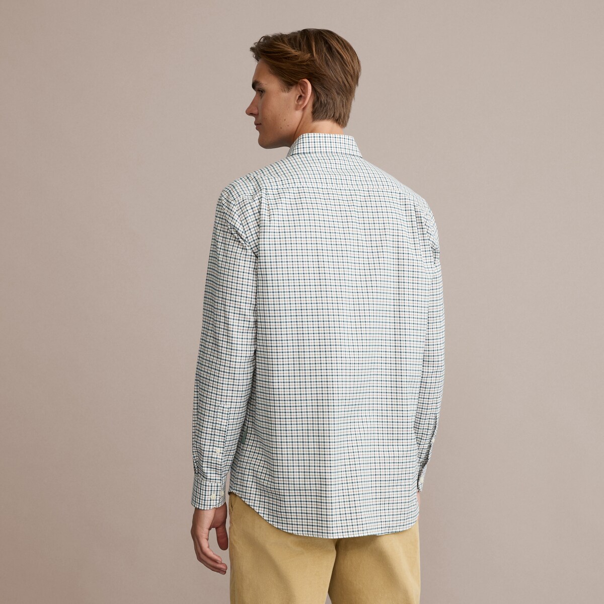 Camisa Multiquadrados para Homem Azul-4